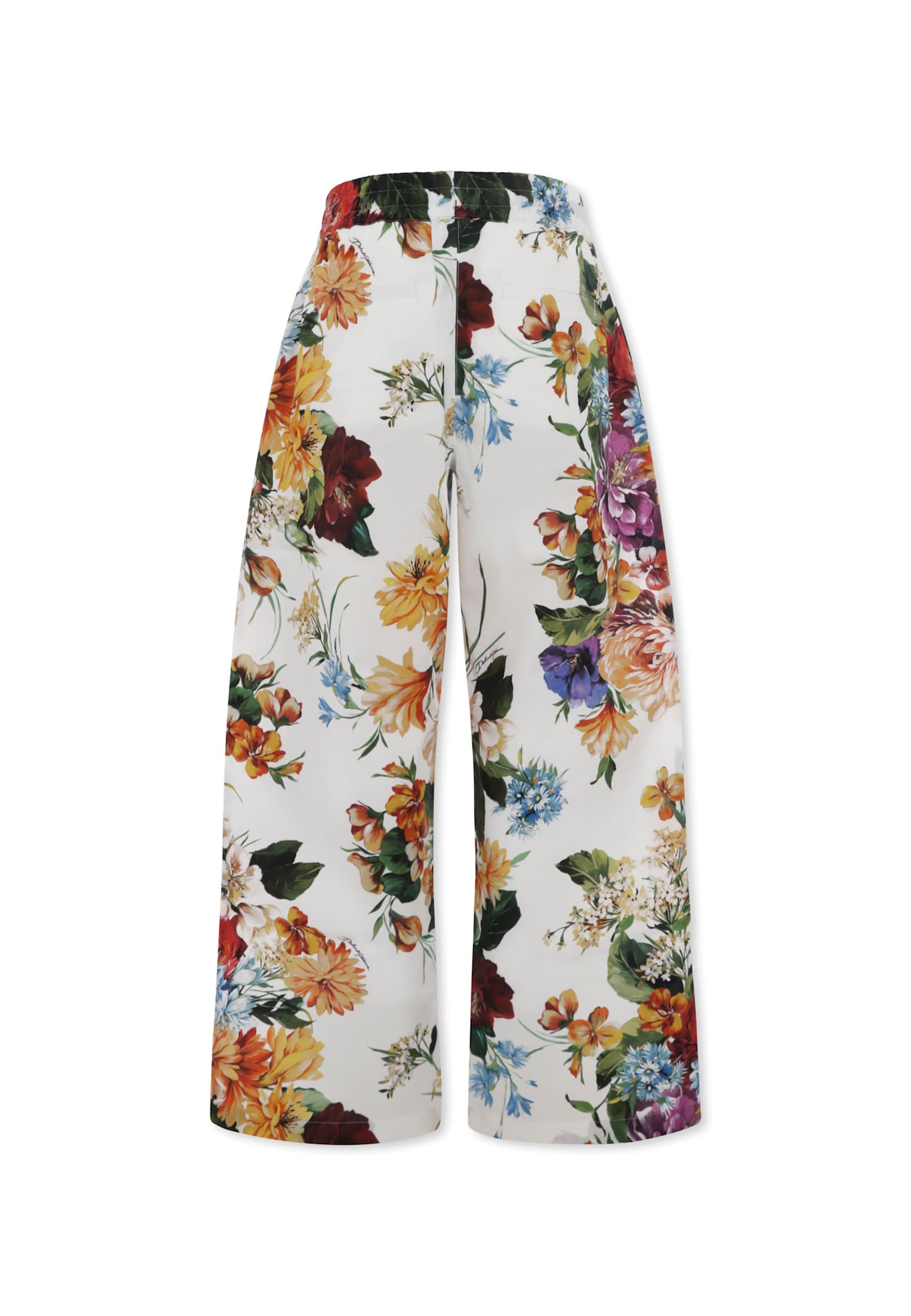Dolce & Gabbana Floral-print Cotton Trousers In White