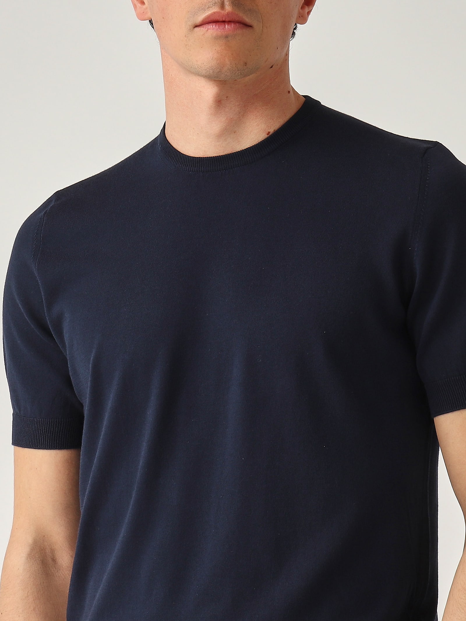 Gran Sasso T-shirt M/c Retta In Filo Cotone Organico T-shirt In Blue