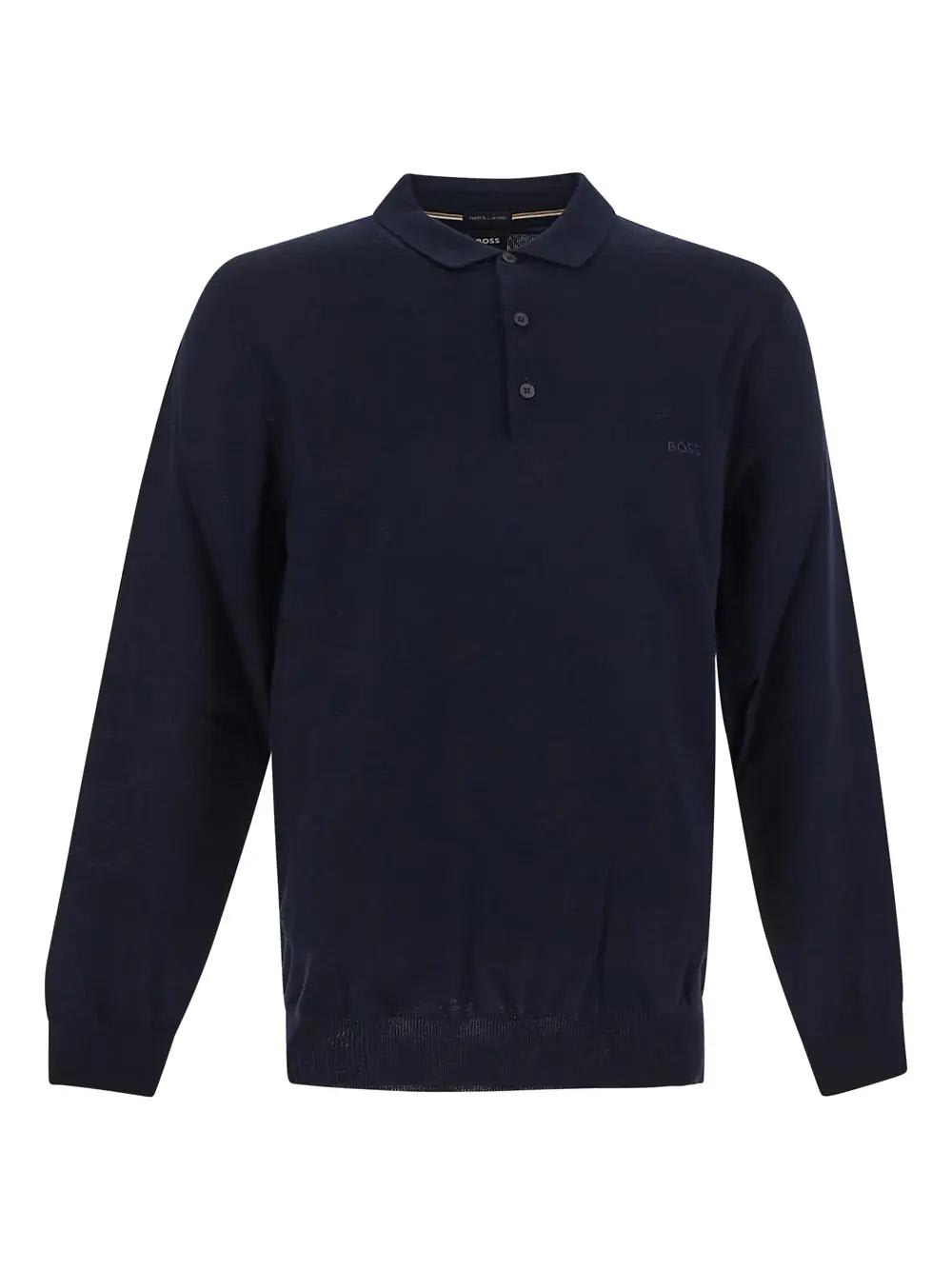 Hugo Boss Wool Polo In Blue