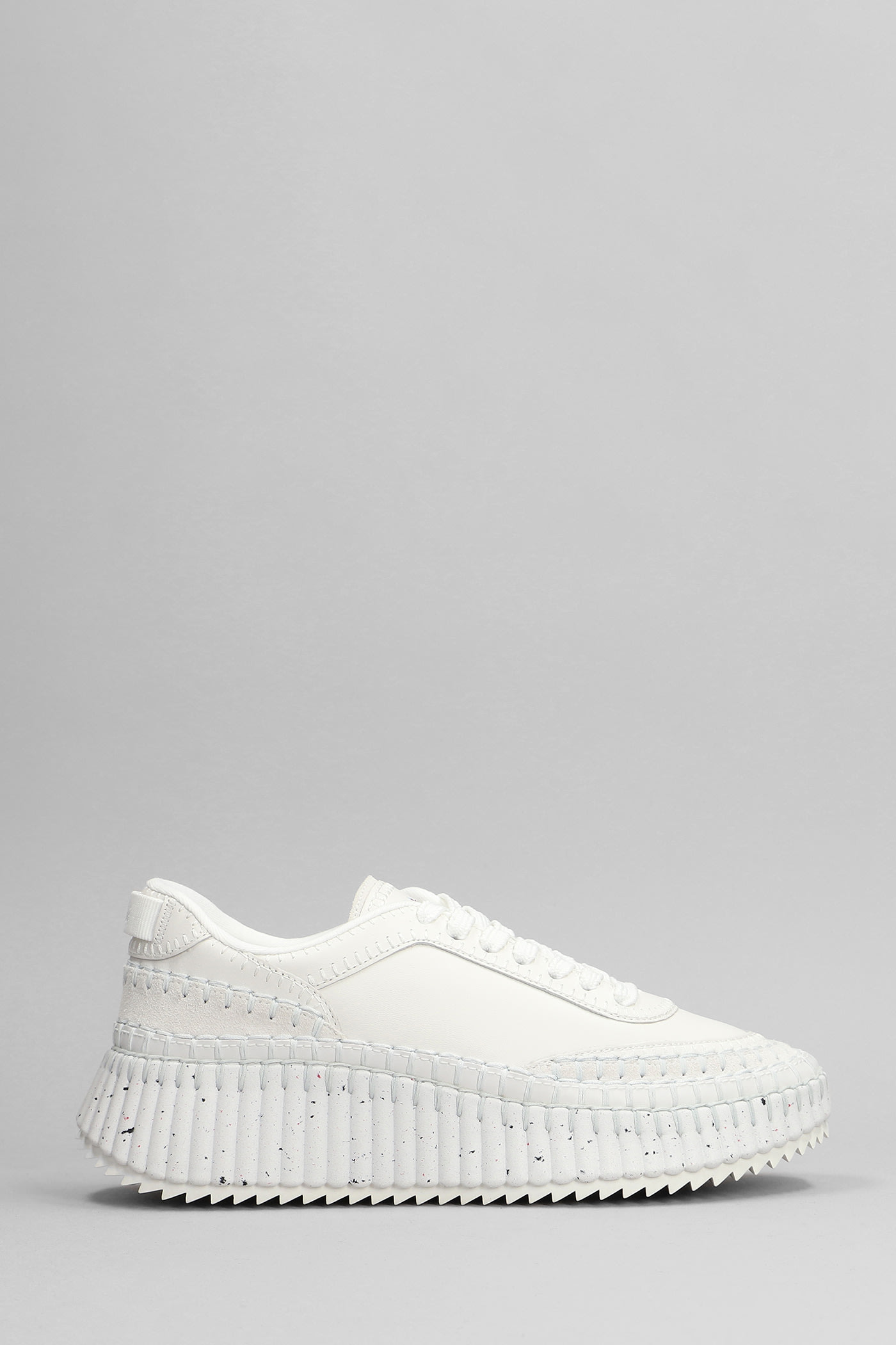 Chloé Nama Embroidered Suede And Recycled Mesh Sneakers In White