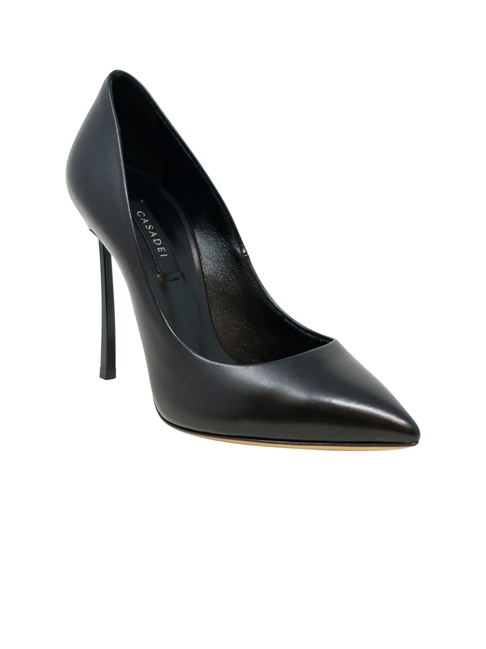 Shop Casadei Black Leather Minorca Pumps