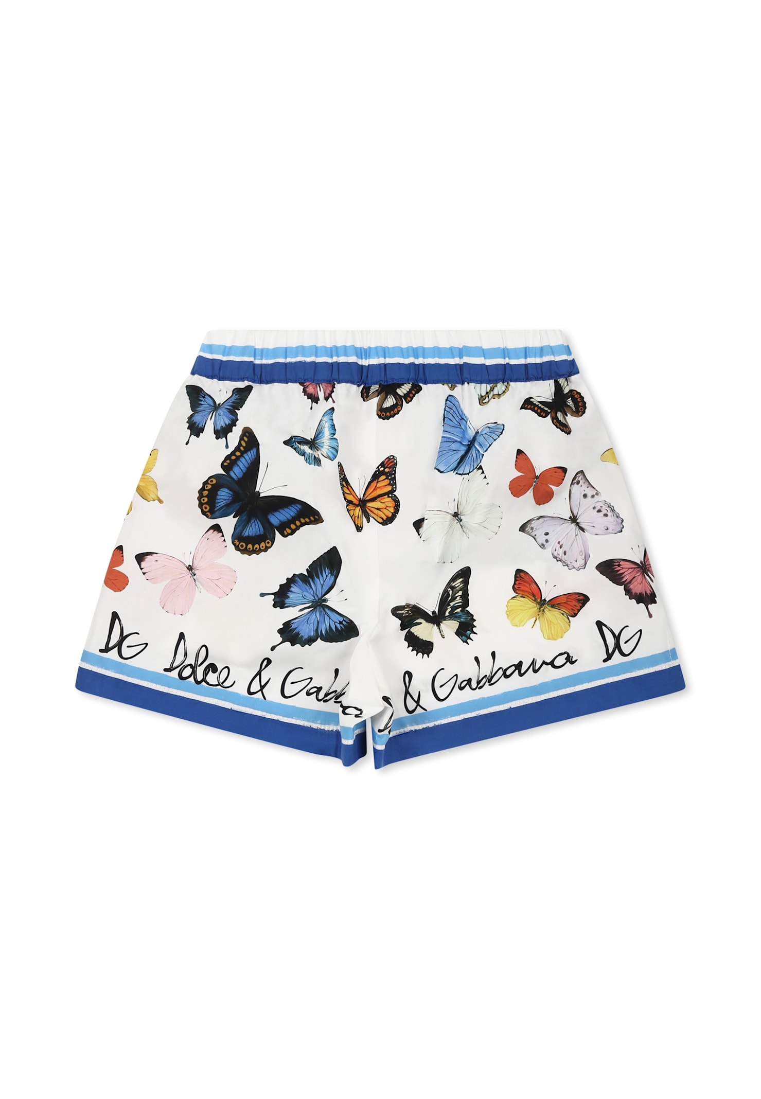 Dolce & Gabbana White Shorts For Baby Girl With Butterflies In White