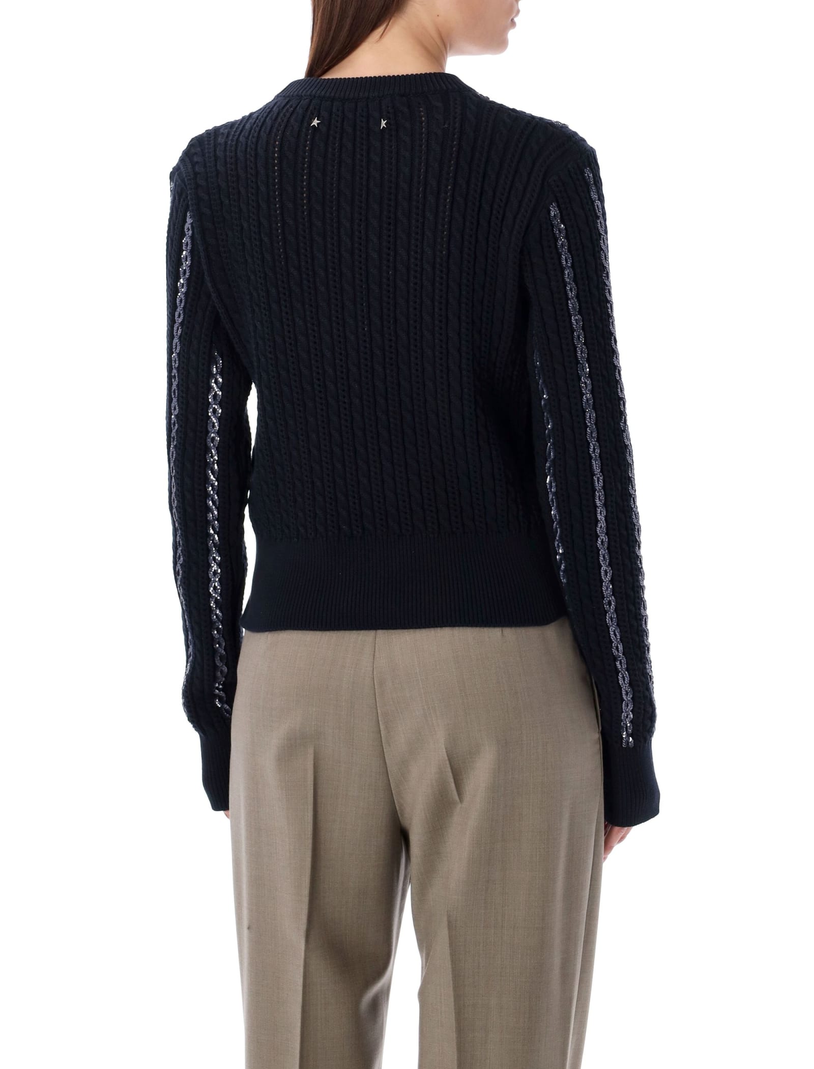 Shop Golden Goose Sweater Sequin In Dark Blue