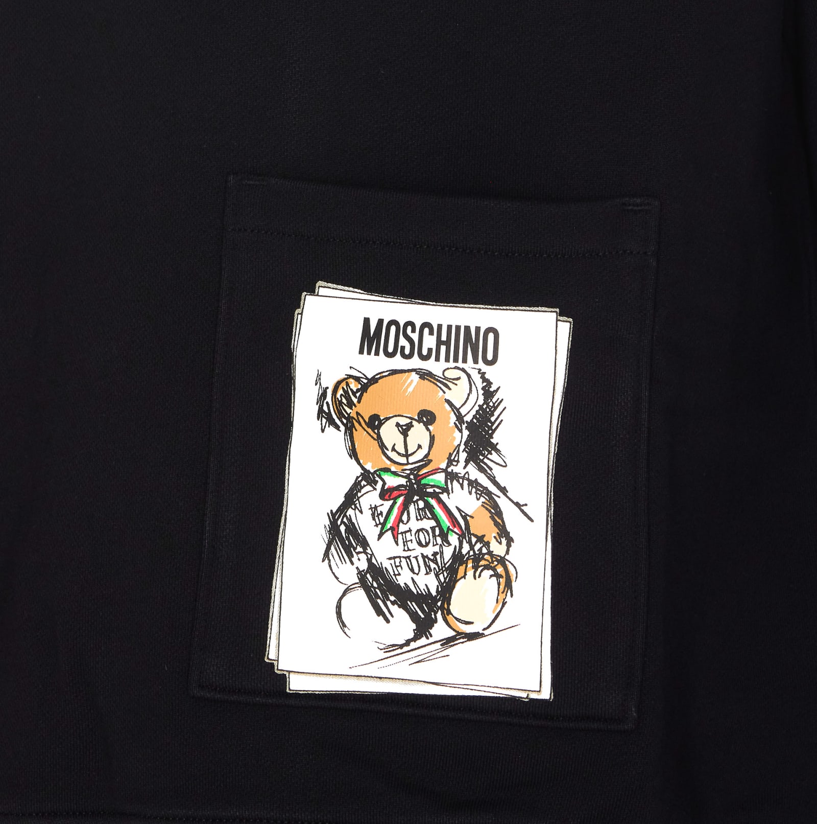 Shop Moschino Drawn Teddy Bear Hoodie In Black