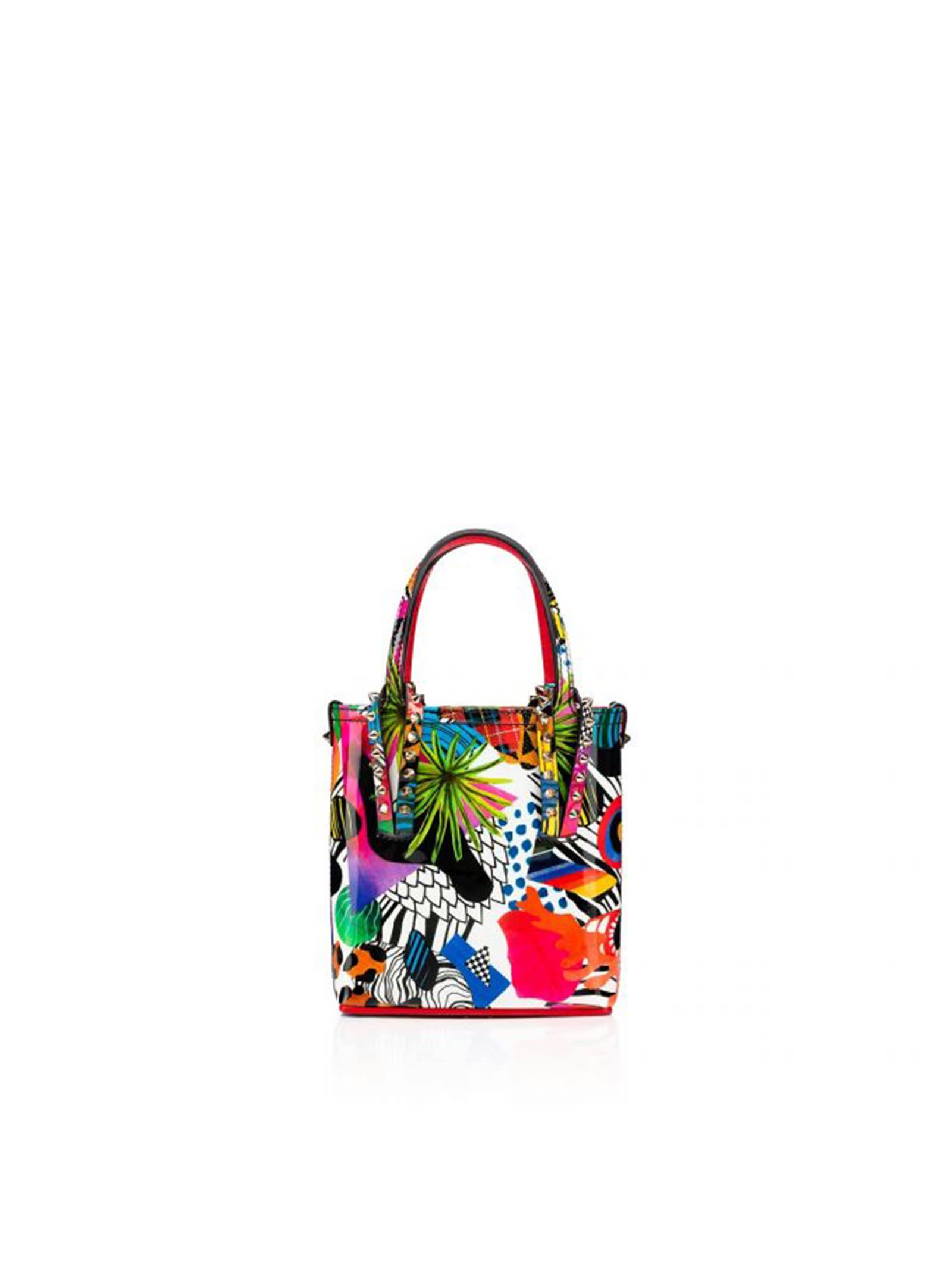 Christian Louboutin Cabata Small Multicolor Logo Patent Tote Bag Pouch NEW  