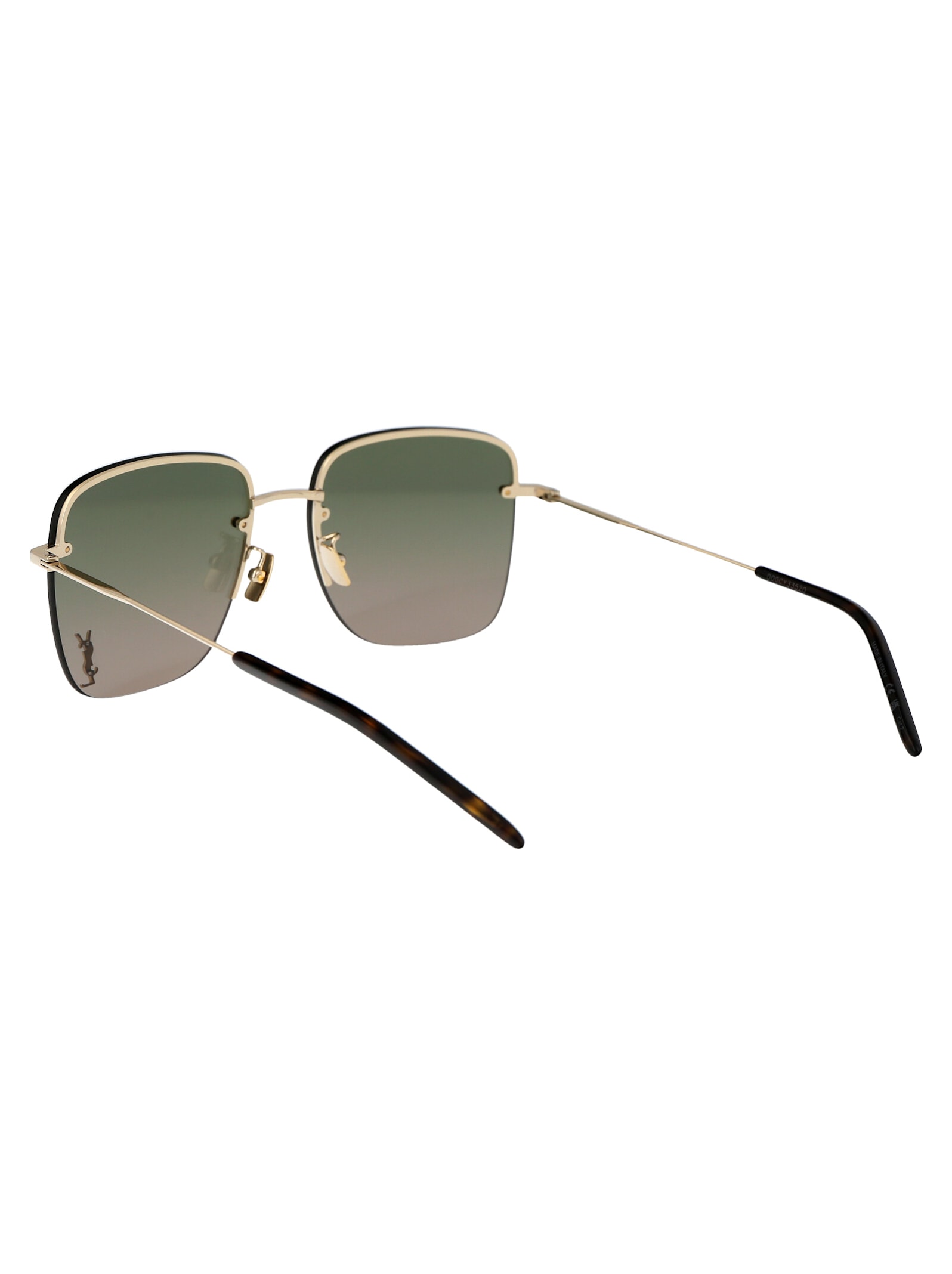 Shop Saint Laurent Sl 312 M Sunglasses In 003 Gold Gold Green