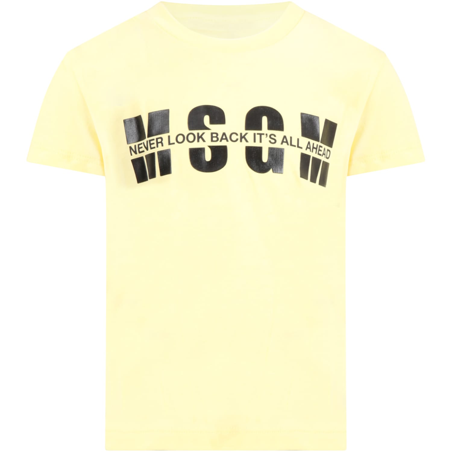 MSGM Yellow T-shirt For Girl With Logo
