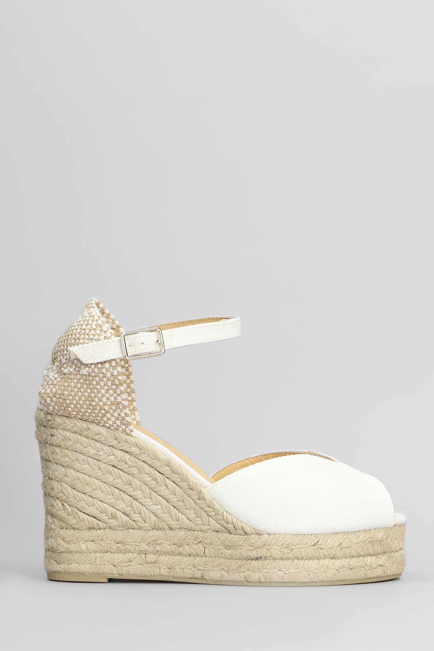 CASTAñER BIANCA-8ED-001 WEDGES IN WHITE CANVAS