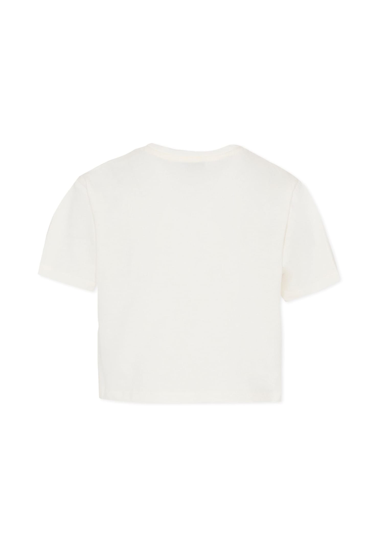 Rykiel Enfant Ivory T-shirt For Girl With Logo In White