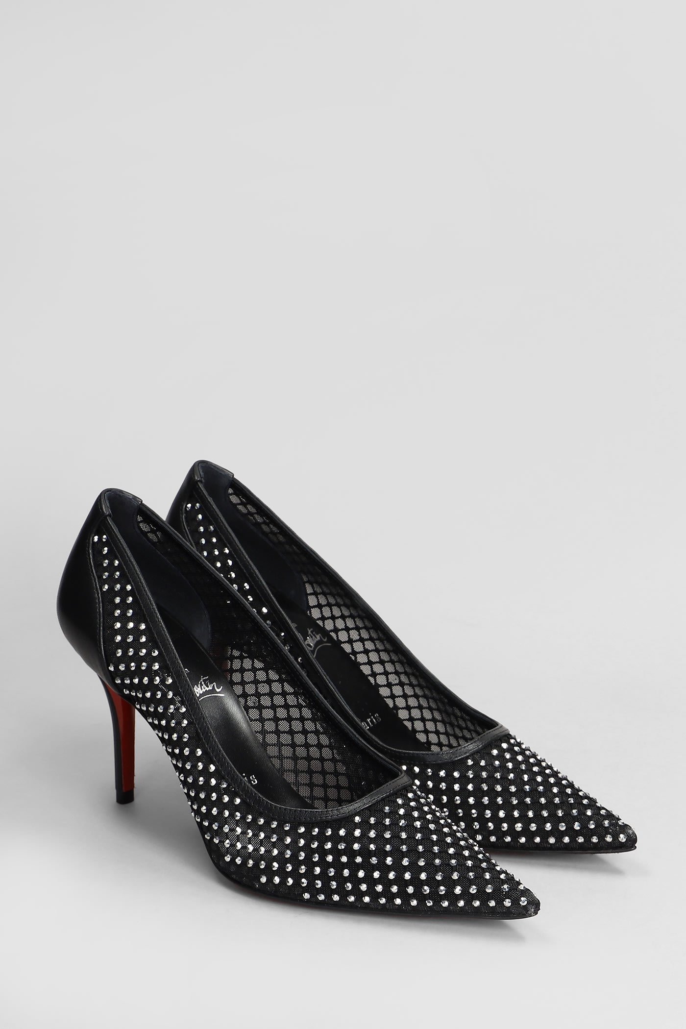 Christian Louboutin Apostropha 80 Crystal-embellished Mesh Pumps In Black