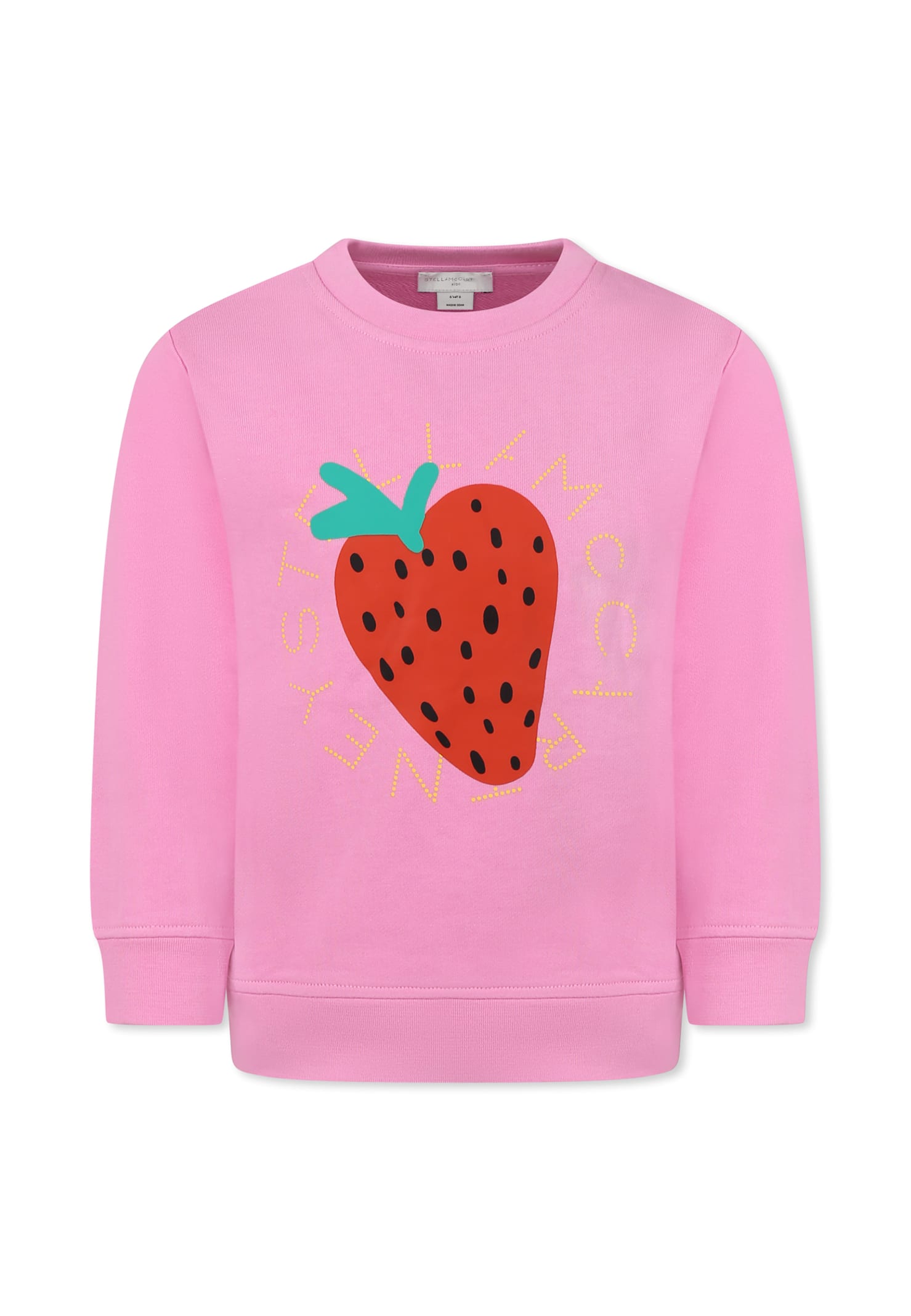 Shop Stella Mccartney Pink Sweatshirt For Girl With Strawberry