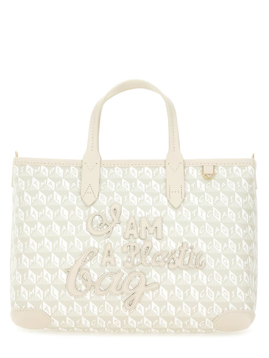Anya Hindmarch Xs Tote Bag With I Am A Plastic Bag Pattern In Neutral