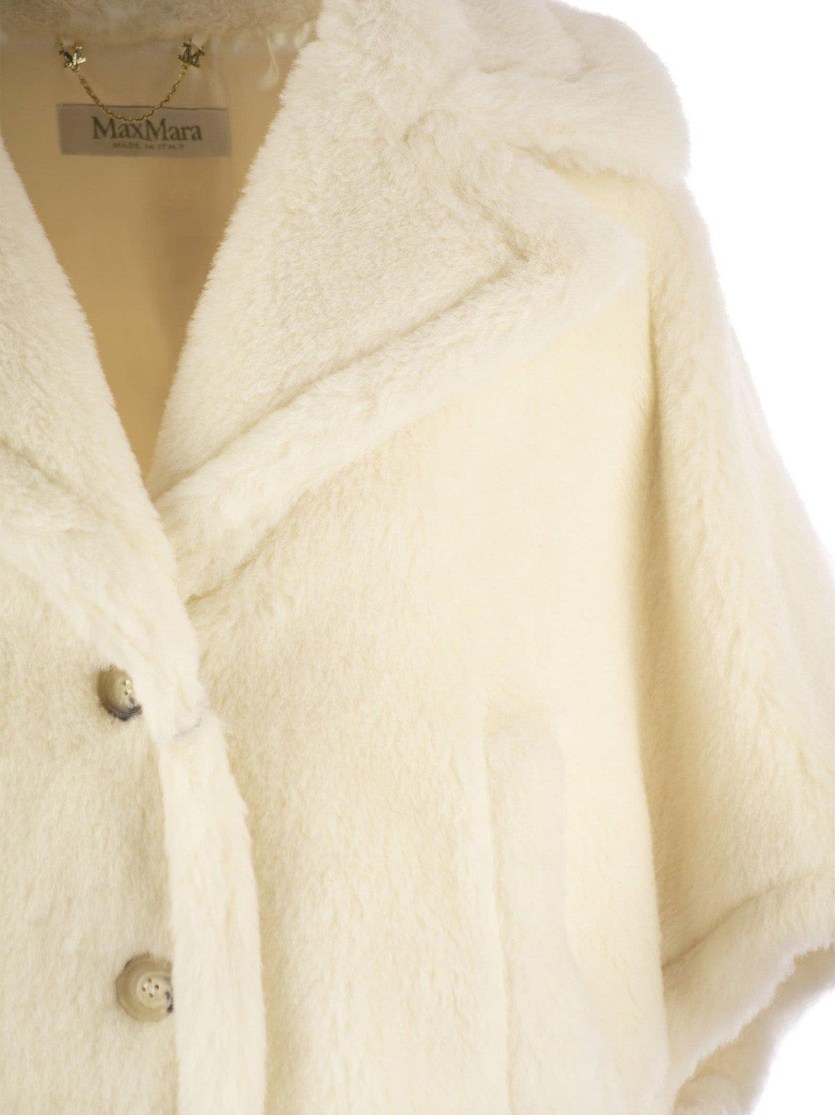 Shop Max Mara Single-breasted Teddy Coat In White