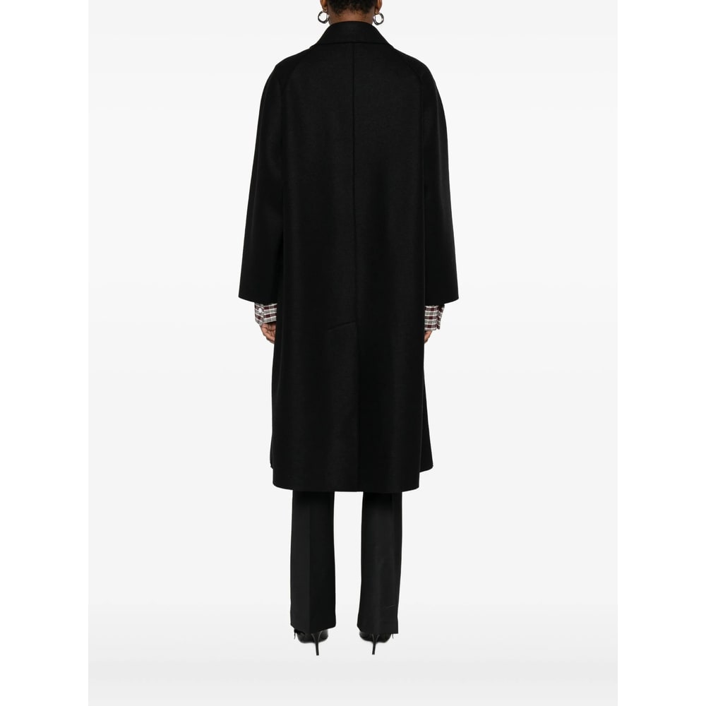Harris Wharf London Wool Coat With Raglan Sleeves And Pockets In Black
