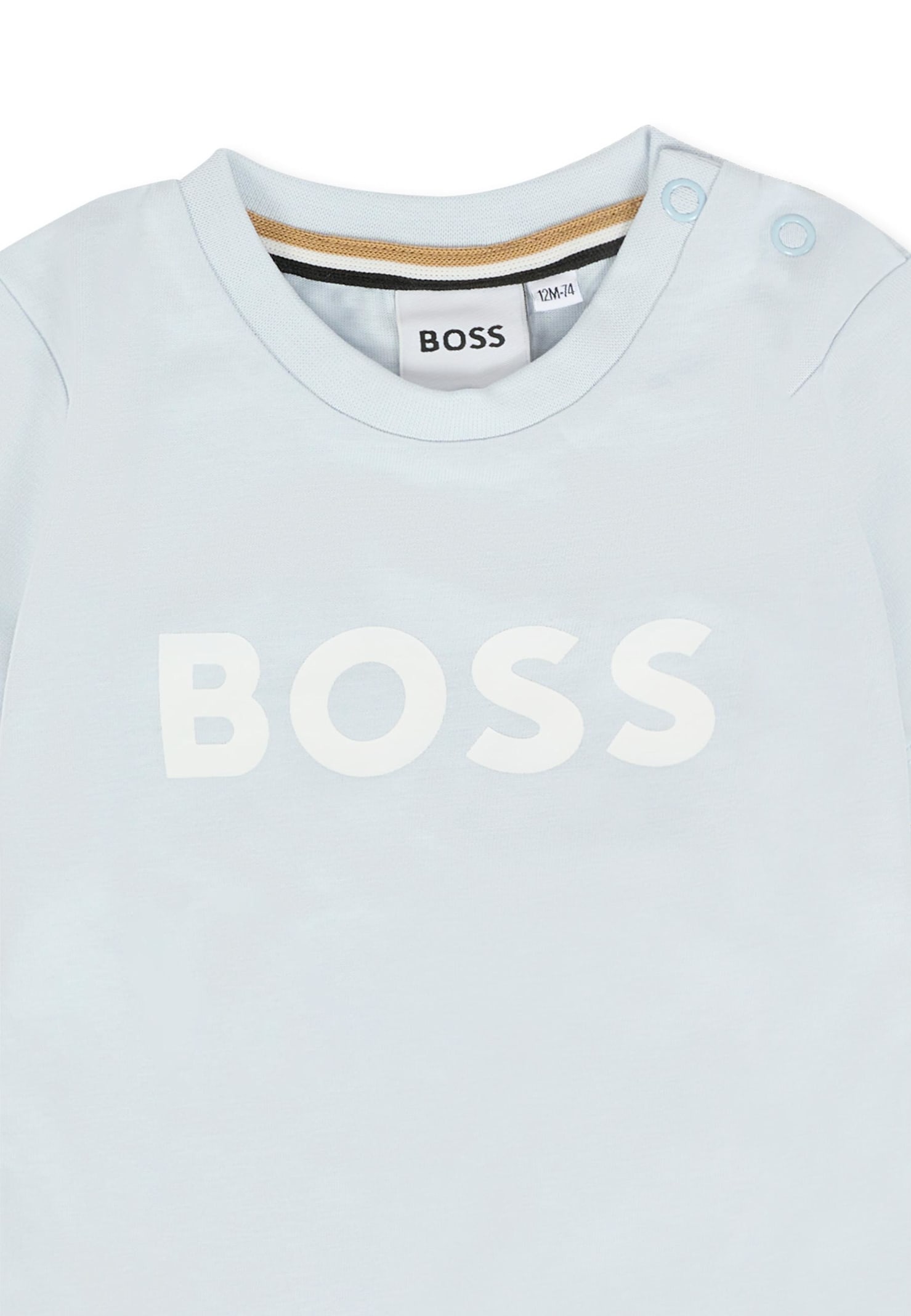 Hugo Boss Light Blue T-shirt For Baby Boy With Logo In Blue
