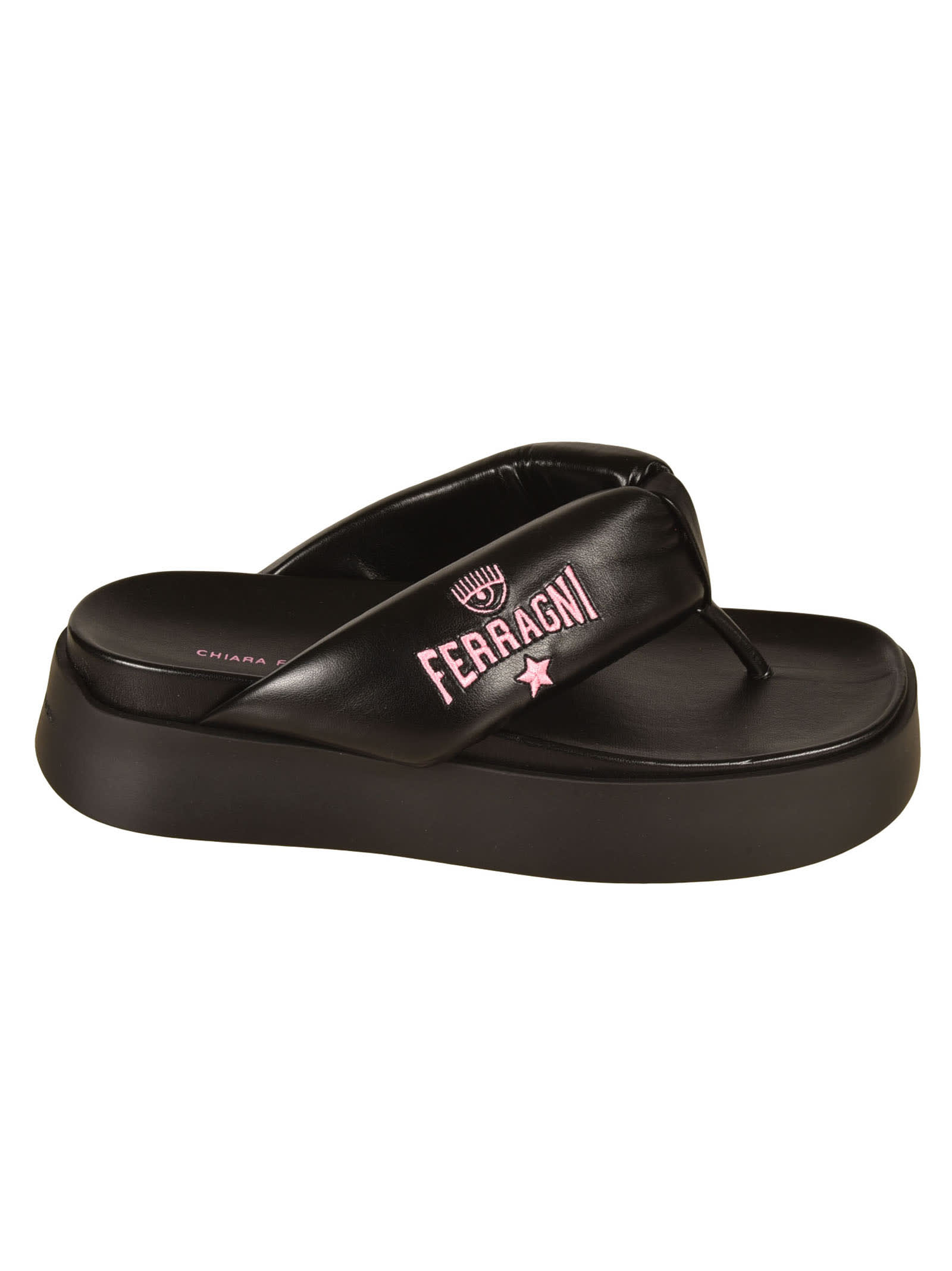 Shop Chiara Ferragni Platform Flip Flops In Black