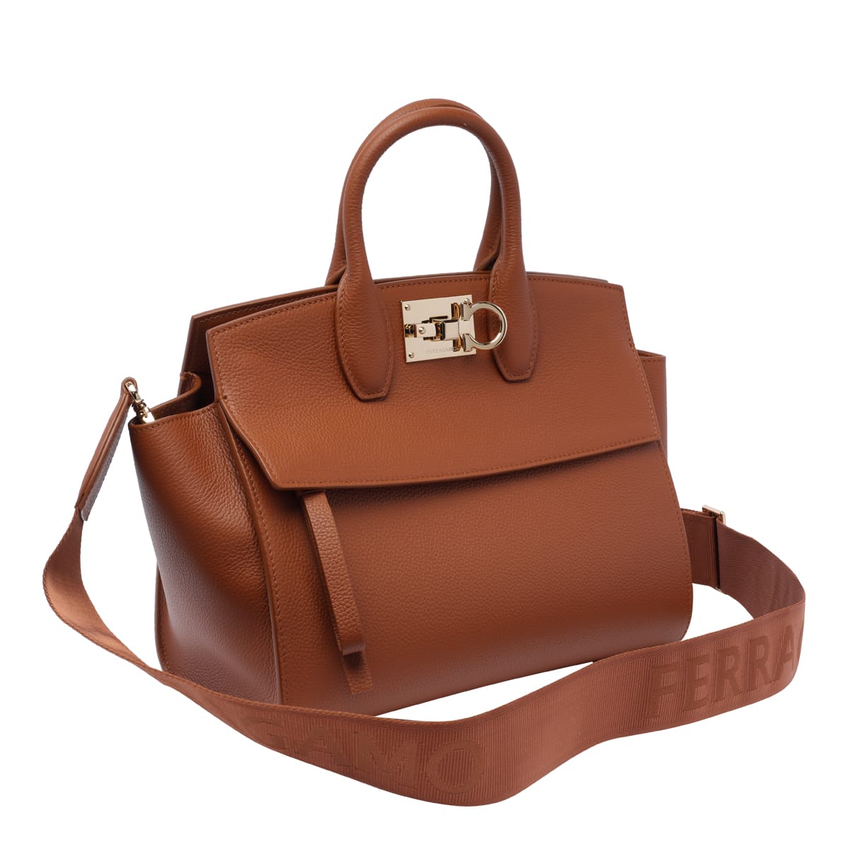 Shop Ferragamo Studio Soft Handbag In Brown