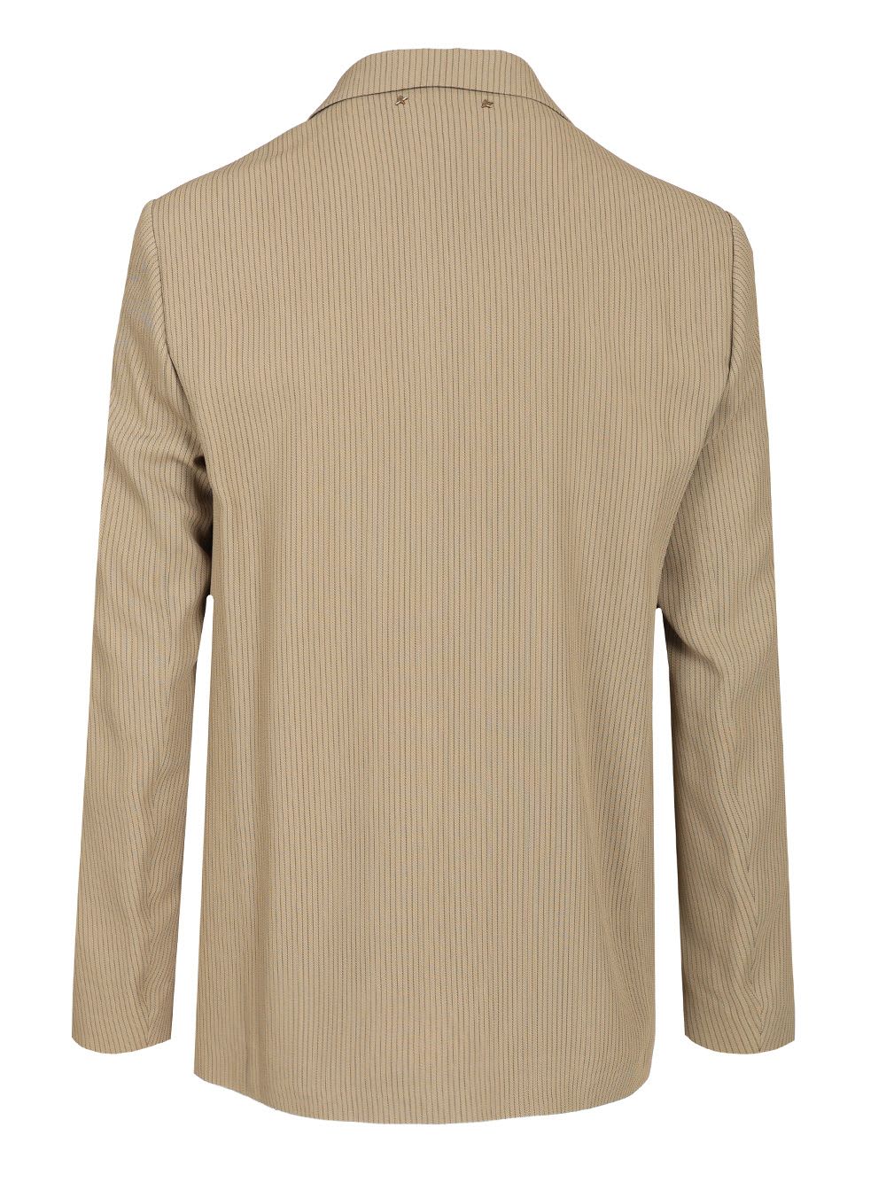 Golden Goose Journey Ms Decontructed Jacket Lowell Pinstripe Blend Viscose Fabric In Beige