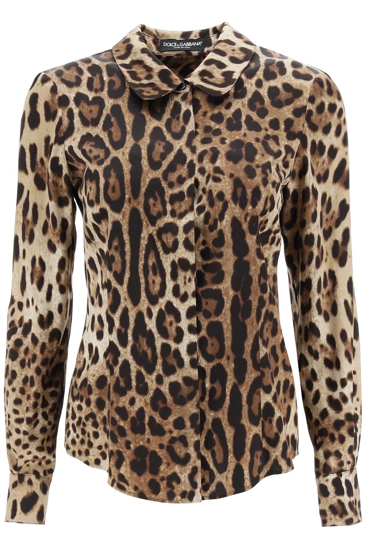 Dolce & Gabbana Leopard-print Silk-satin Shirt In Brown | ModeSens