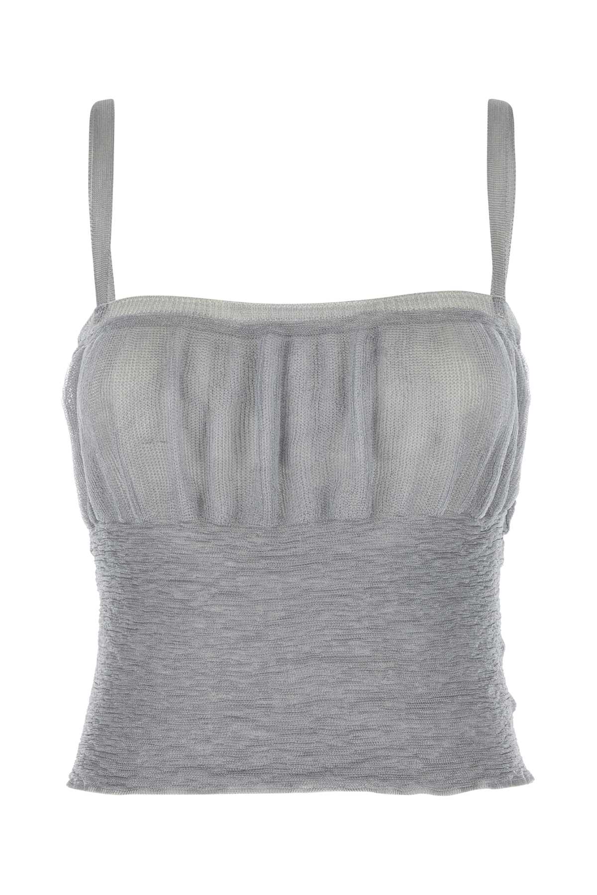 Silver Polyester Pat Top