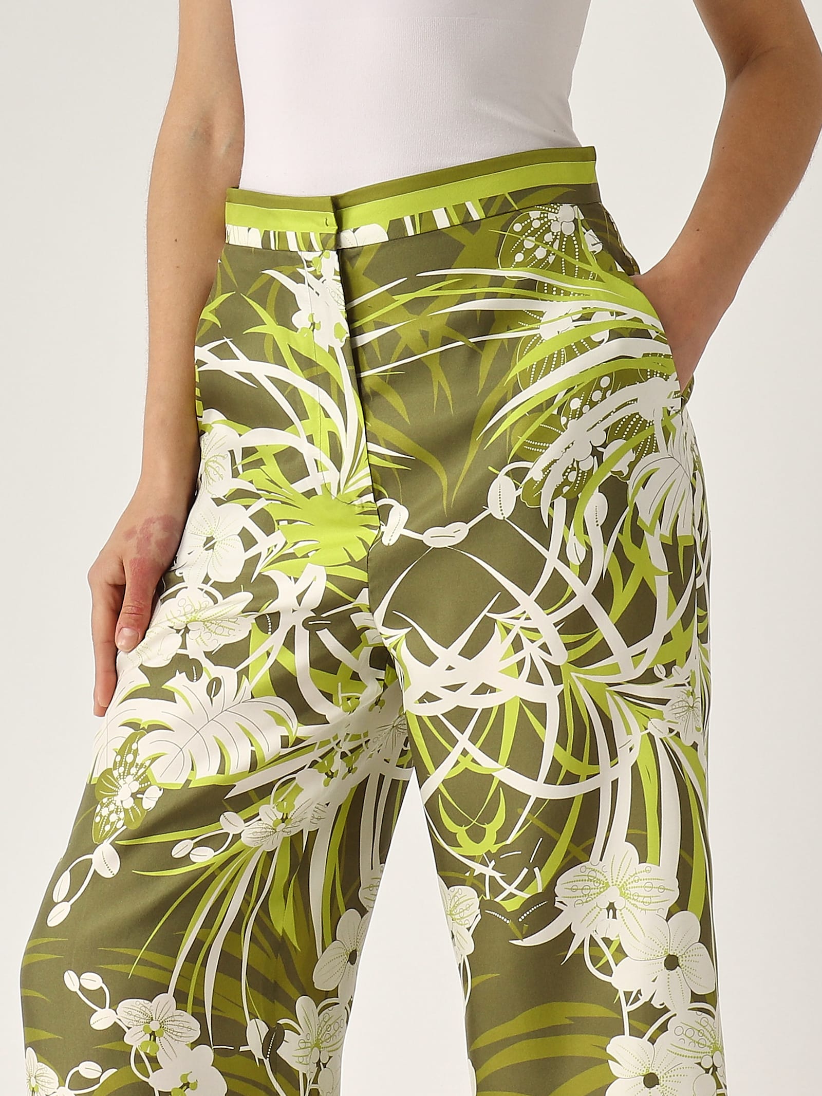 Max Mara Studio Pants Woman Kaki In Lime