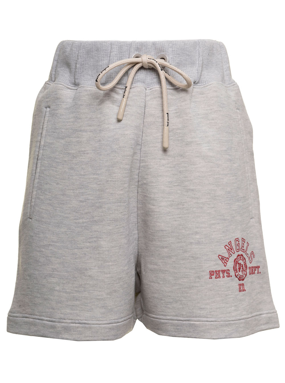 Palm Angels Womans Grey Jersey Shorts With College Print
