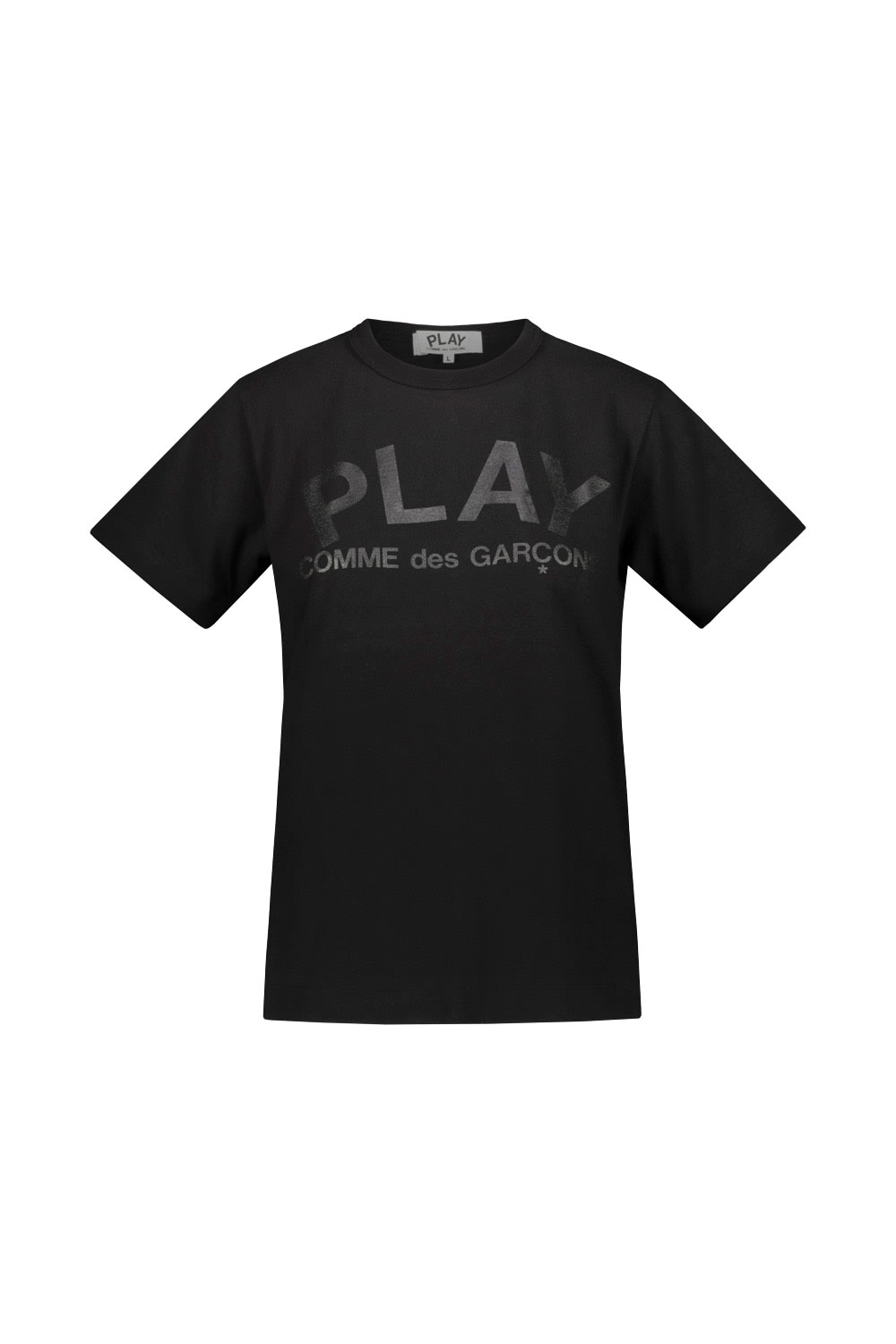 Shop Comme Des Garçons Play Black Short Sleeve T-shirt With Black Printed Logo On The Front And Back In Blk