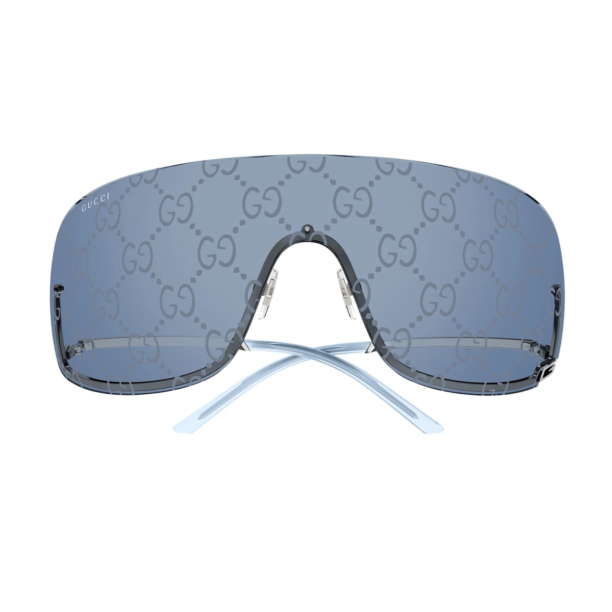 Shop Gucci Gg1560s Linea Fashion 003 Grey Blue Sunglasses In Grigio