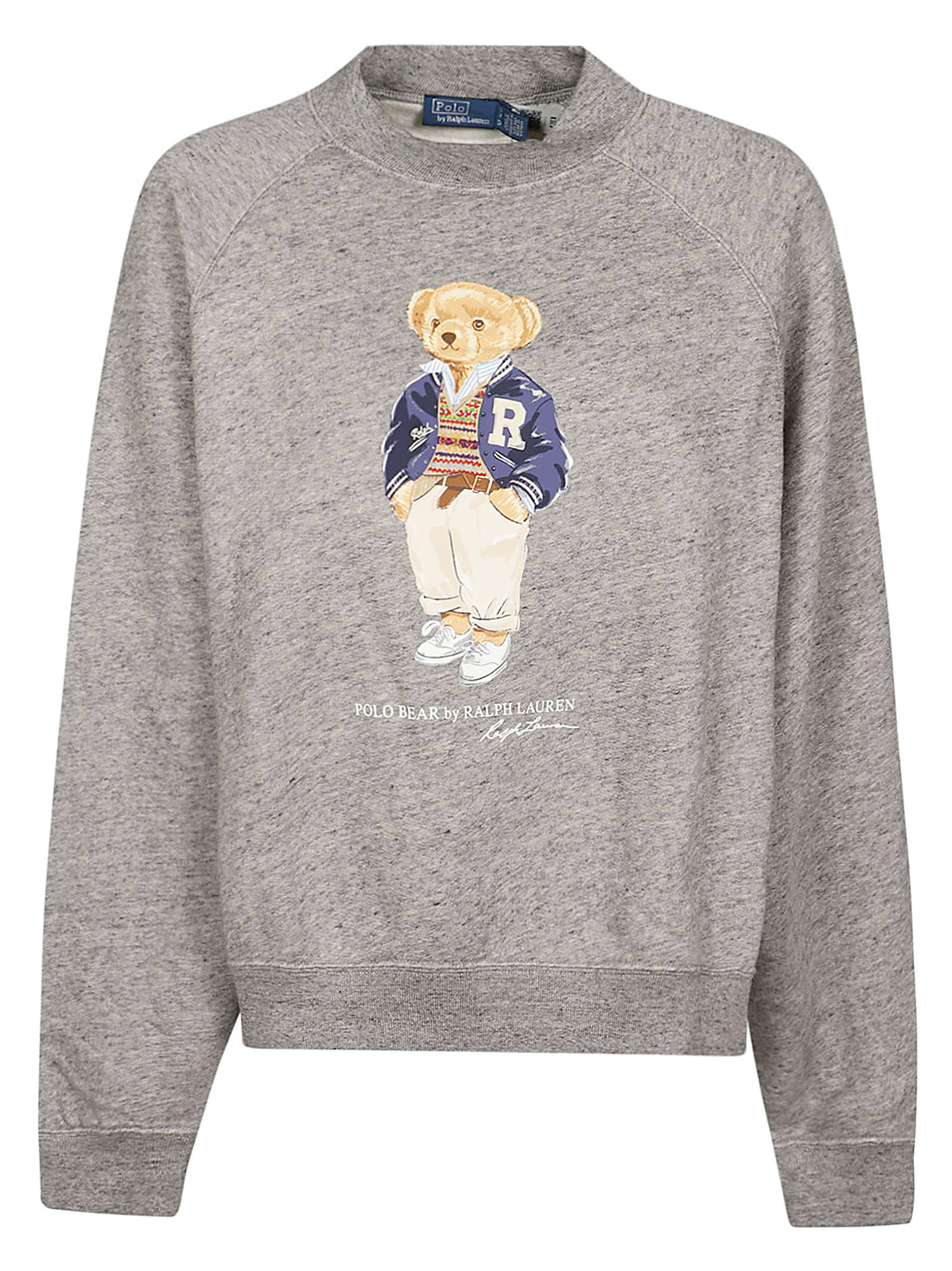 Shop Polo Ralph Lauren Bear Sweatshirt In Dark Vintsgr Heather