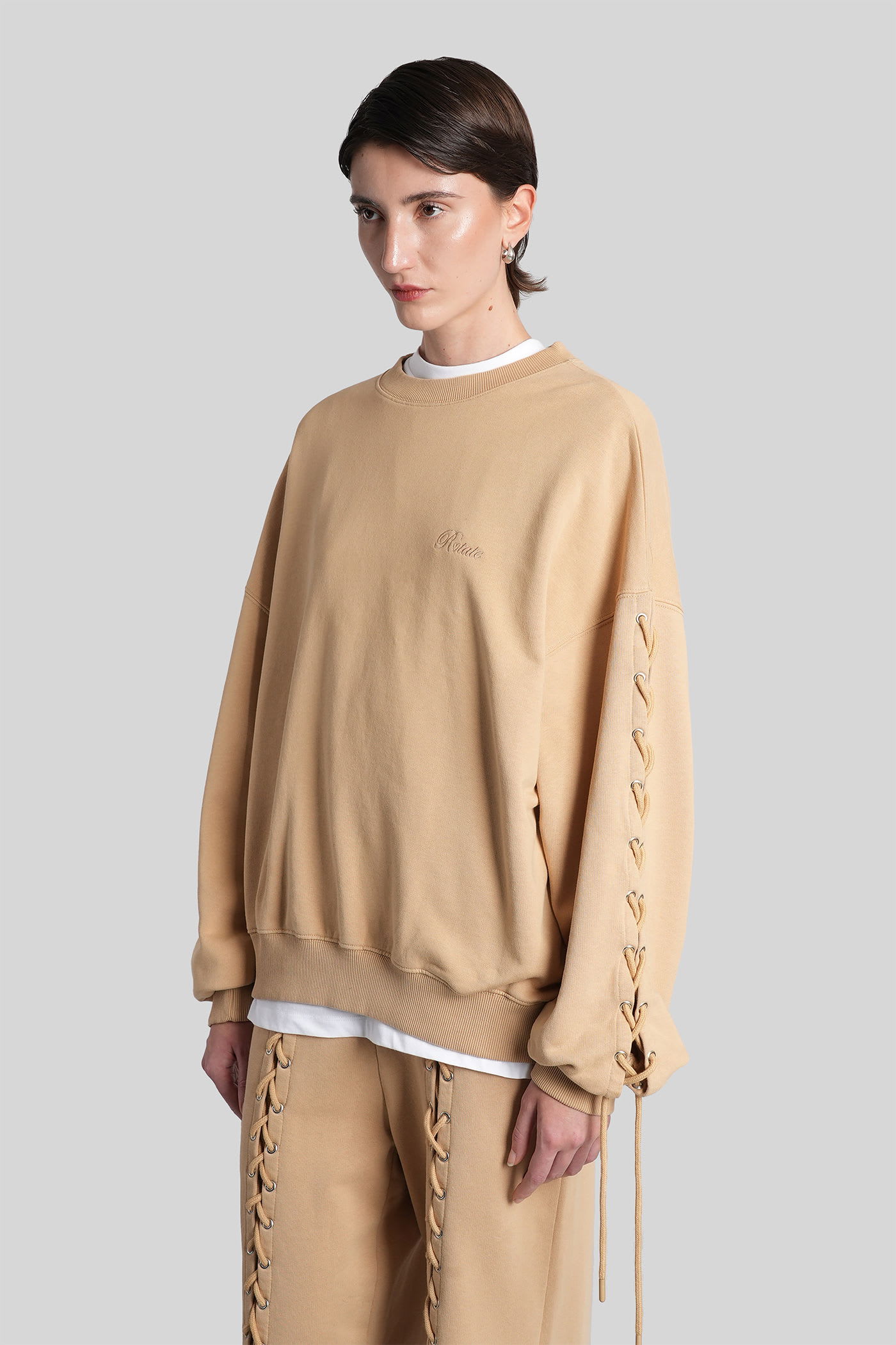 Rotate Birger Christensen Sweatshirt In Camel Cotton In Brown