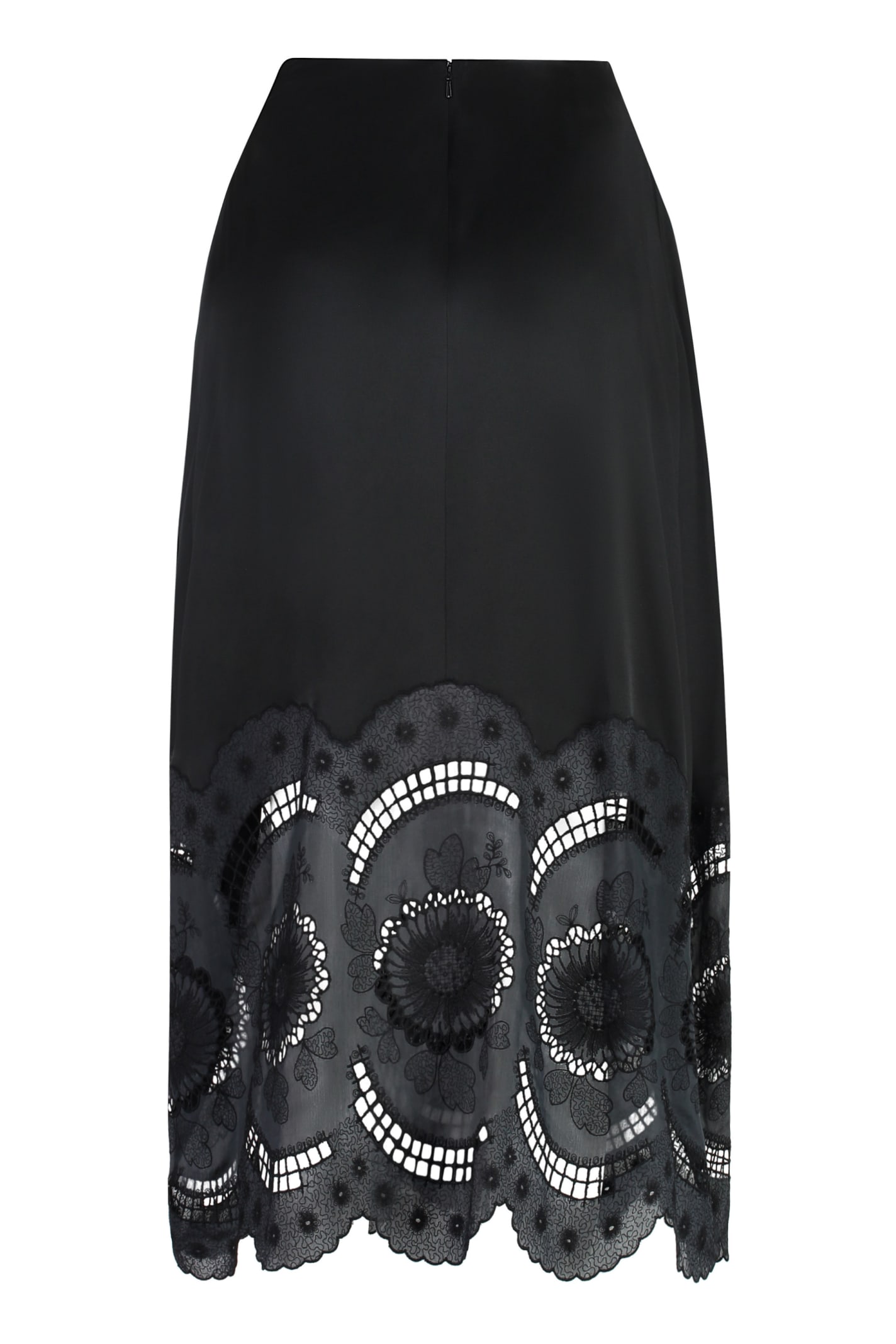 Stella Mccartney Satin Midi Skirt In Black