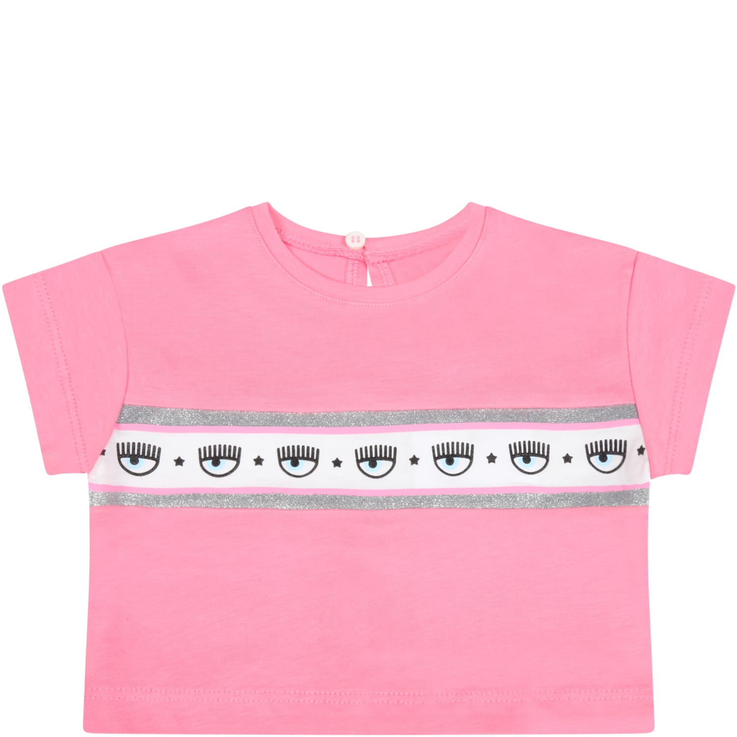 Chiara Ferragni Fuchsia T-shirt For Baby Girl With Iconic Eyes