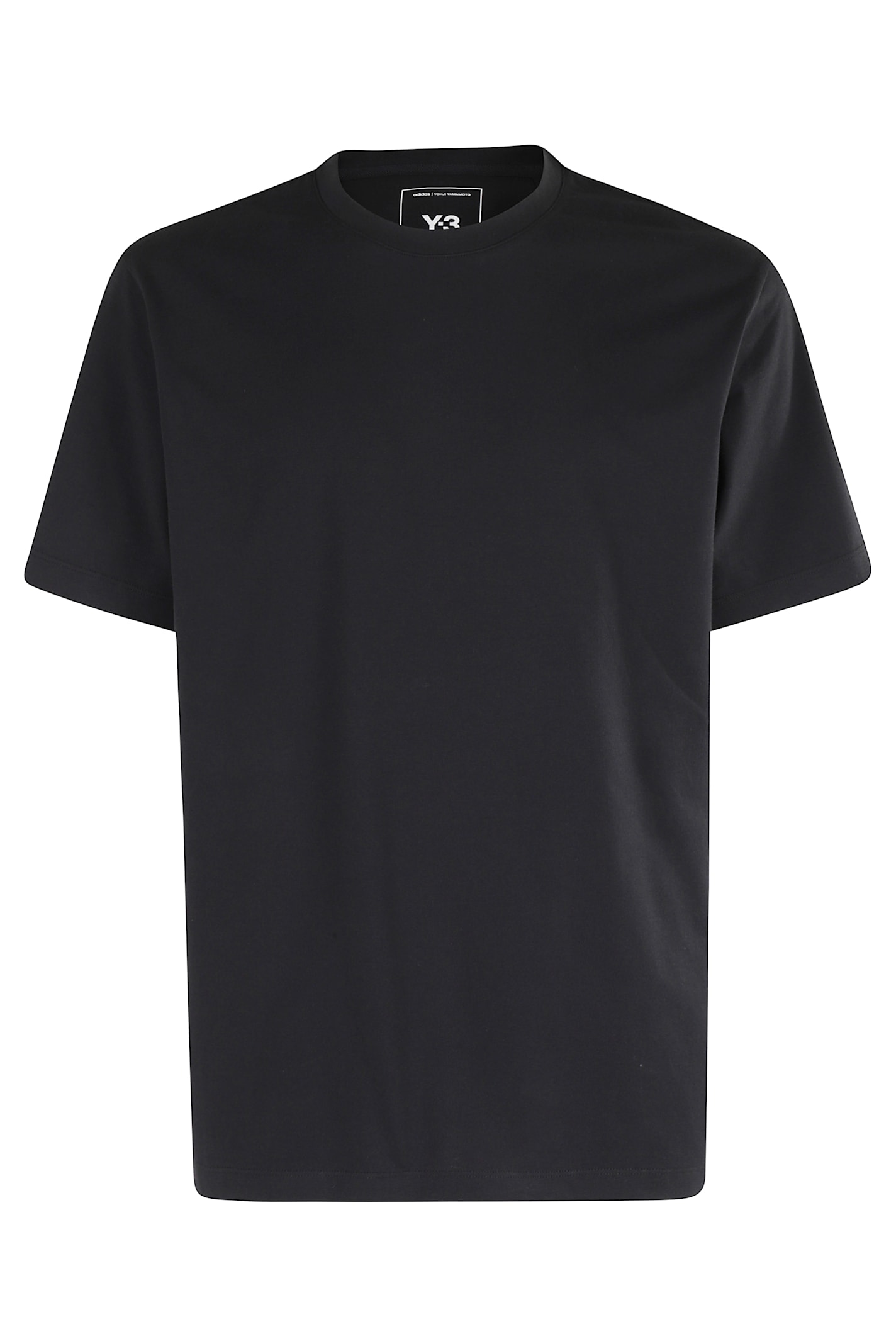Y-3 Adidas Back Print Short Sleeved Cotton T-shirt Clothing In Black