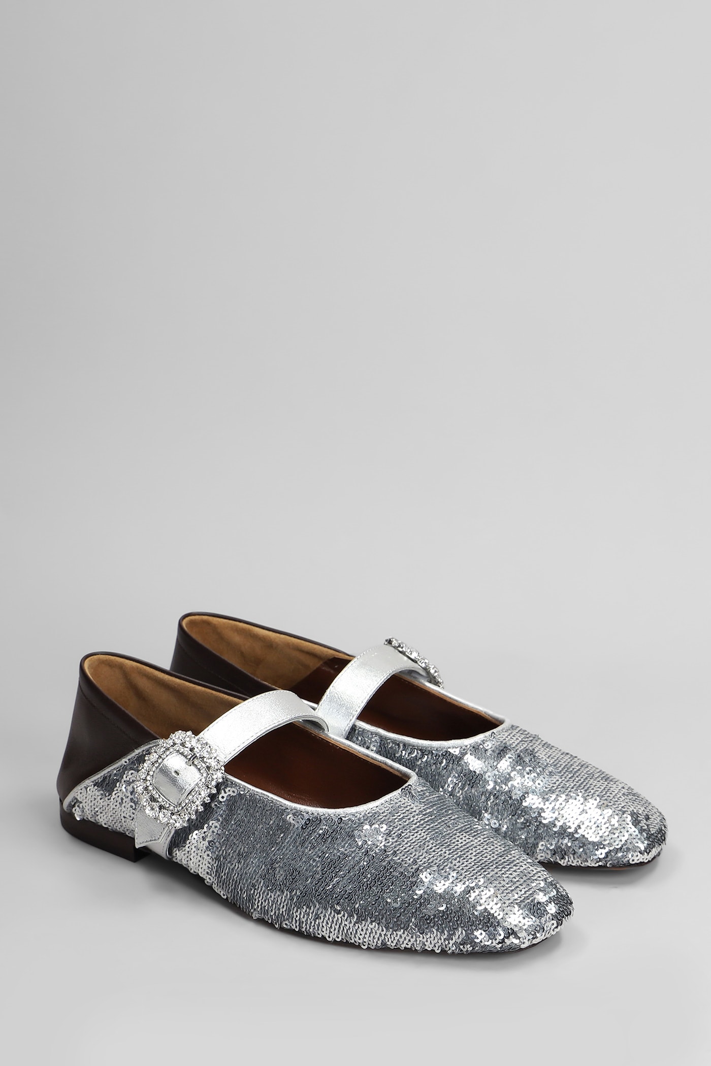 Wales Bonner Ballerina Buckle Ballet Flats In Silver Leather In Silver