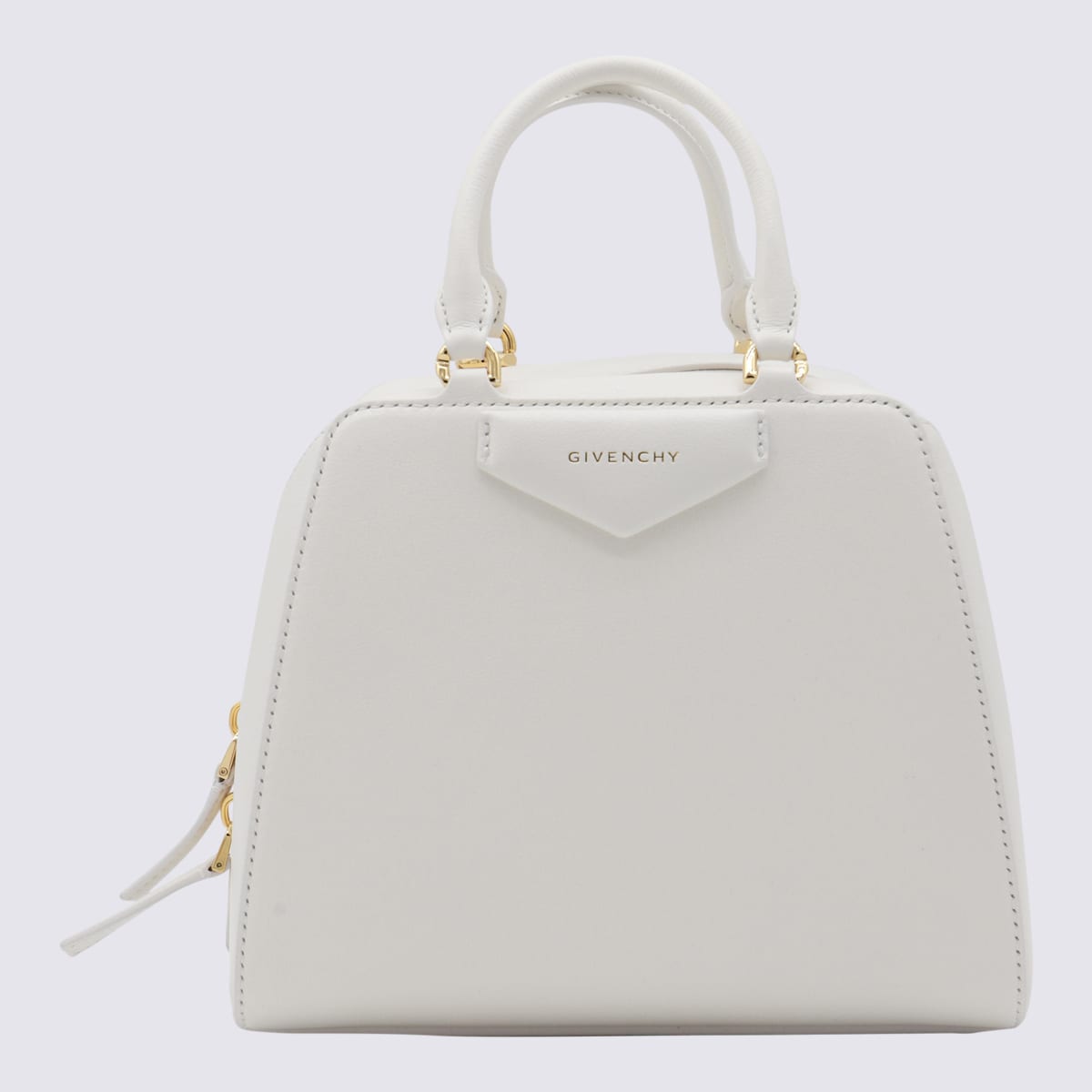 Shop Givenchy White Leather Antigona Cube Mini Top Handle Bag