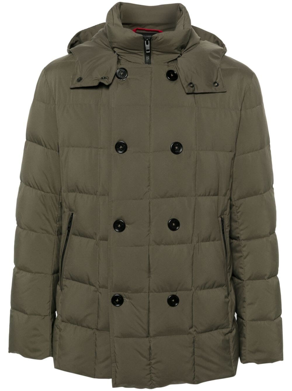 Shop Fay Double Breast Padded Bomber Jacket In Military