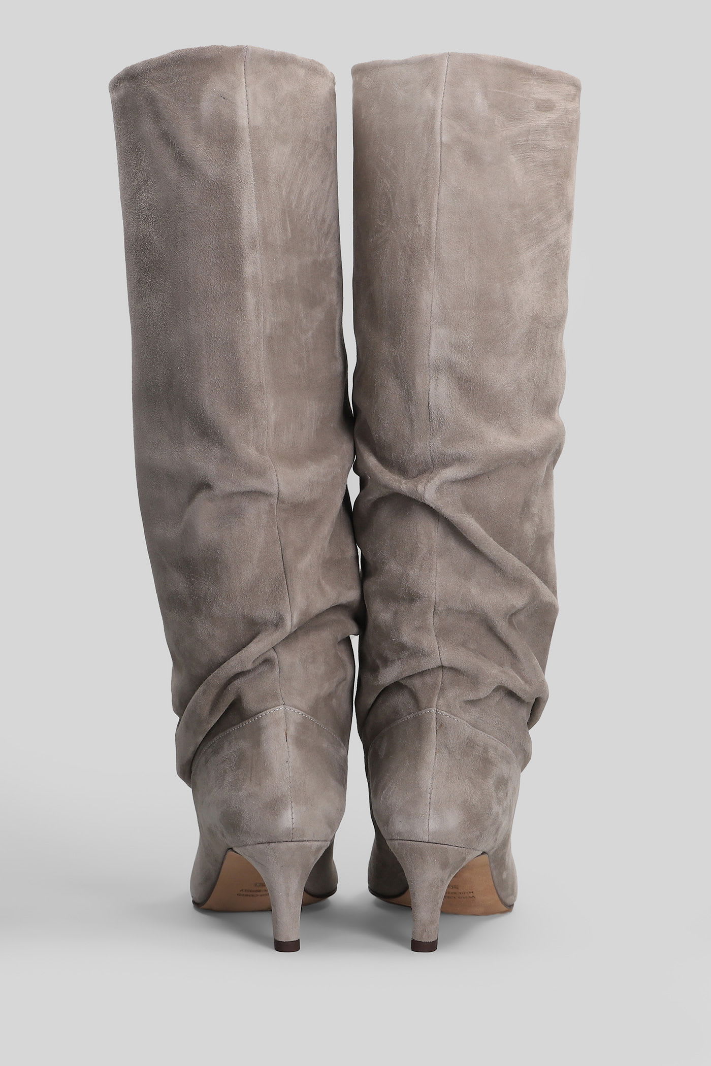 The Seller High Heels Boots In Grey Suede In Gray