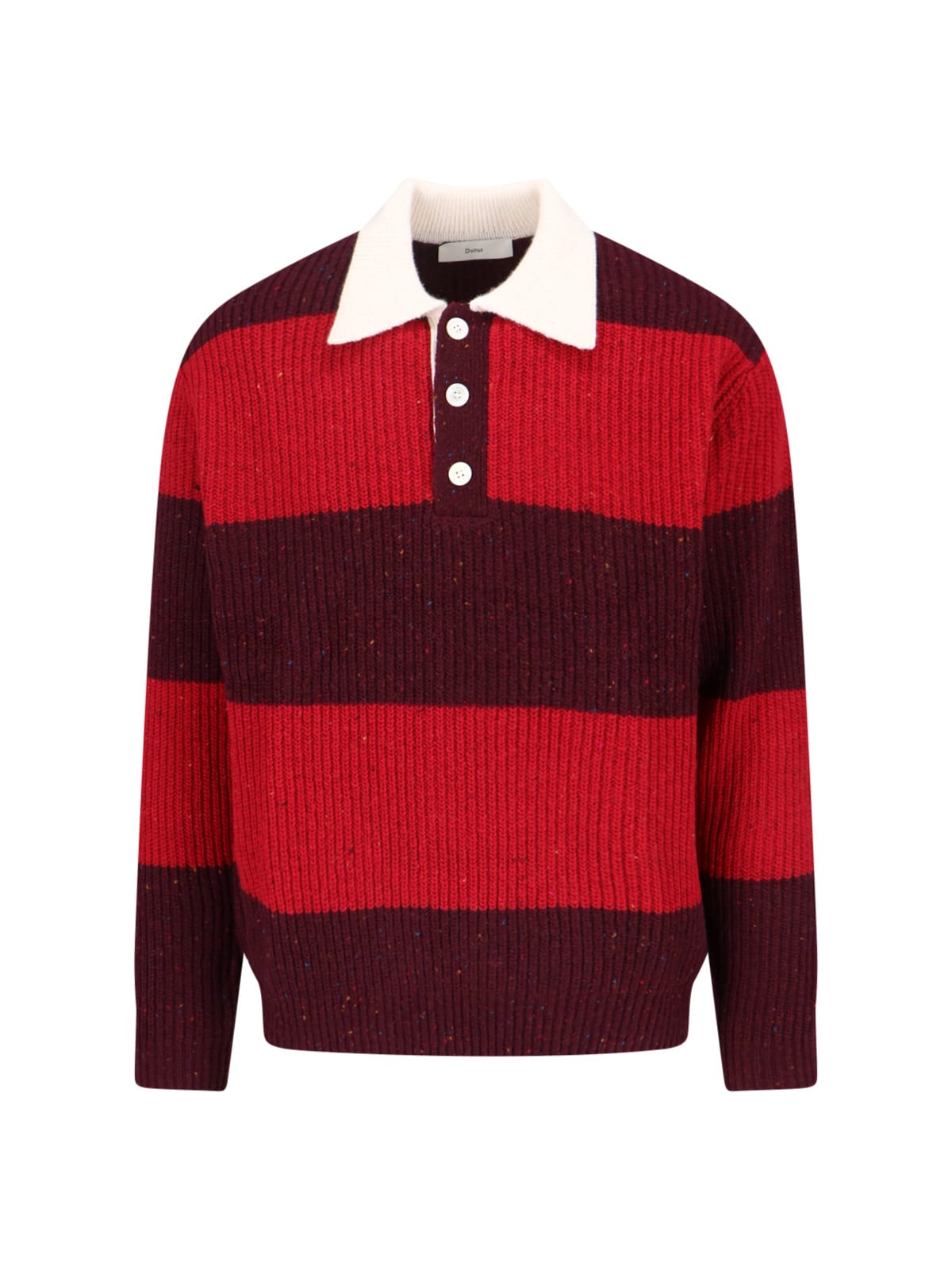 Dunst Striped Crewneck Sweater Contrast Collar In Red
