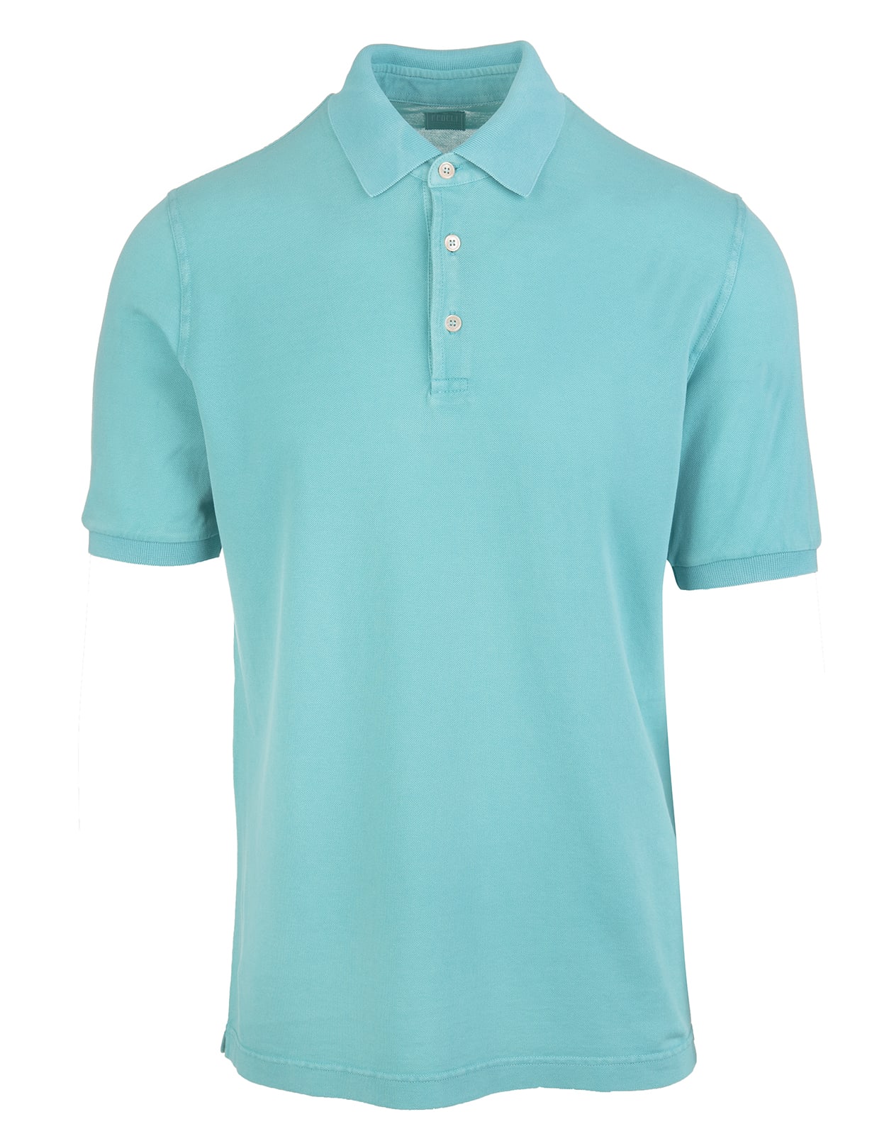 Fedeli Aquamarine Man Polo Shirt In Pique Cotton