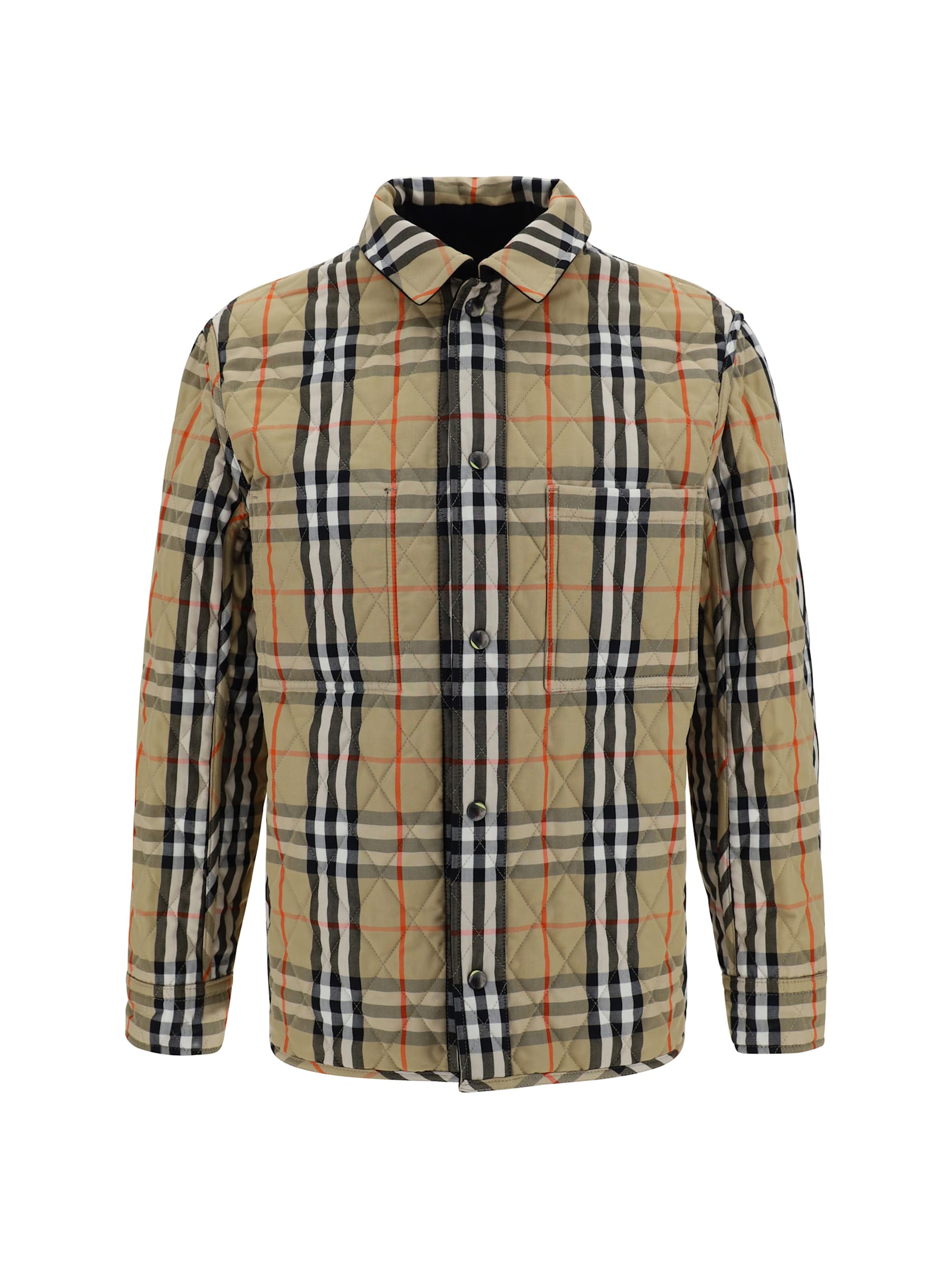 Shop Burberry Quilts Reversible Jacket In Black/sand Ip Check