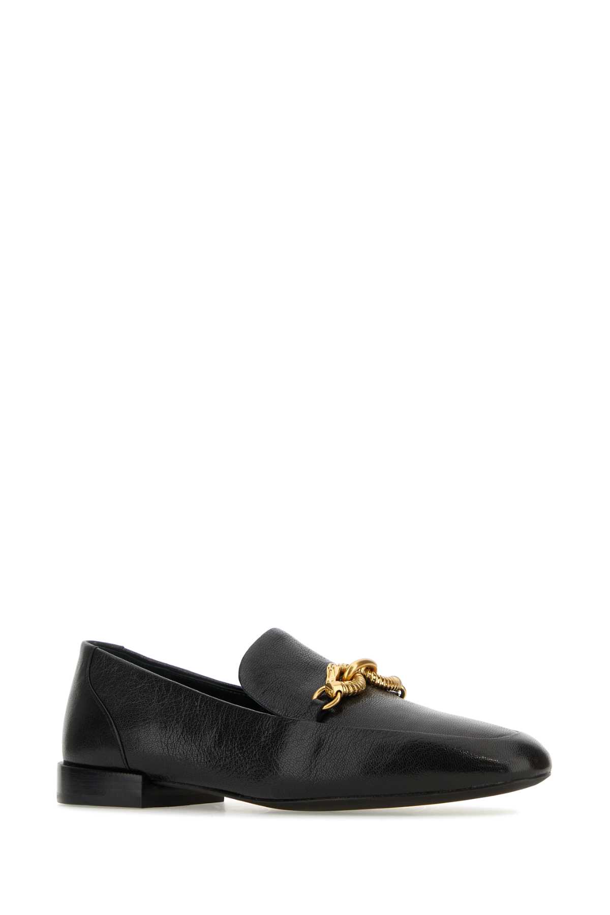 Shop Tory Burch Black Leather Jessa Loafers In Perfectblackgold