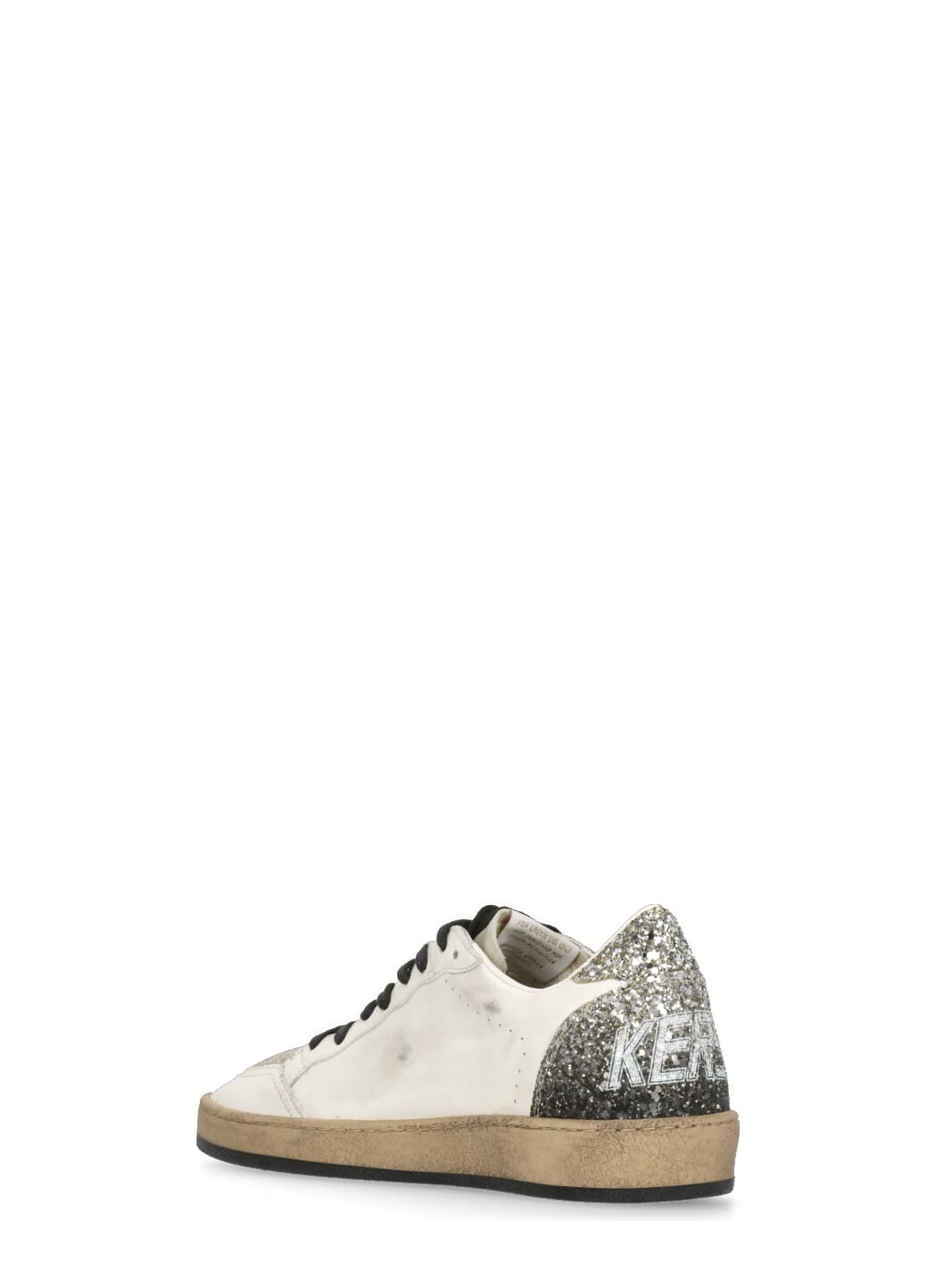 Golden Goose Ballstar White Low Top Sneakers With Glittered Star Patch On The Side And Glittered Heel With Logo L In White