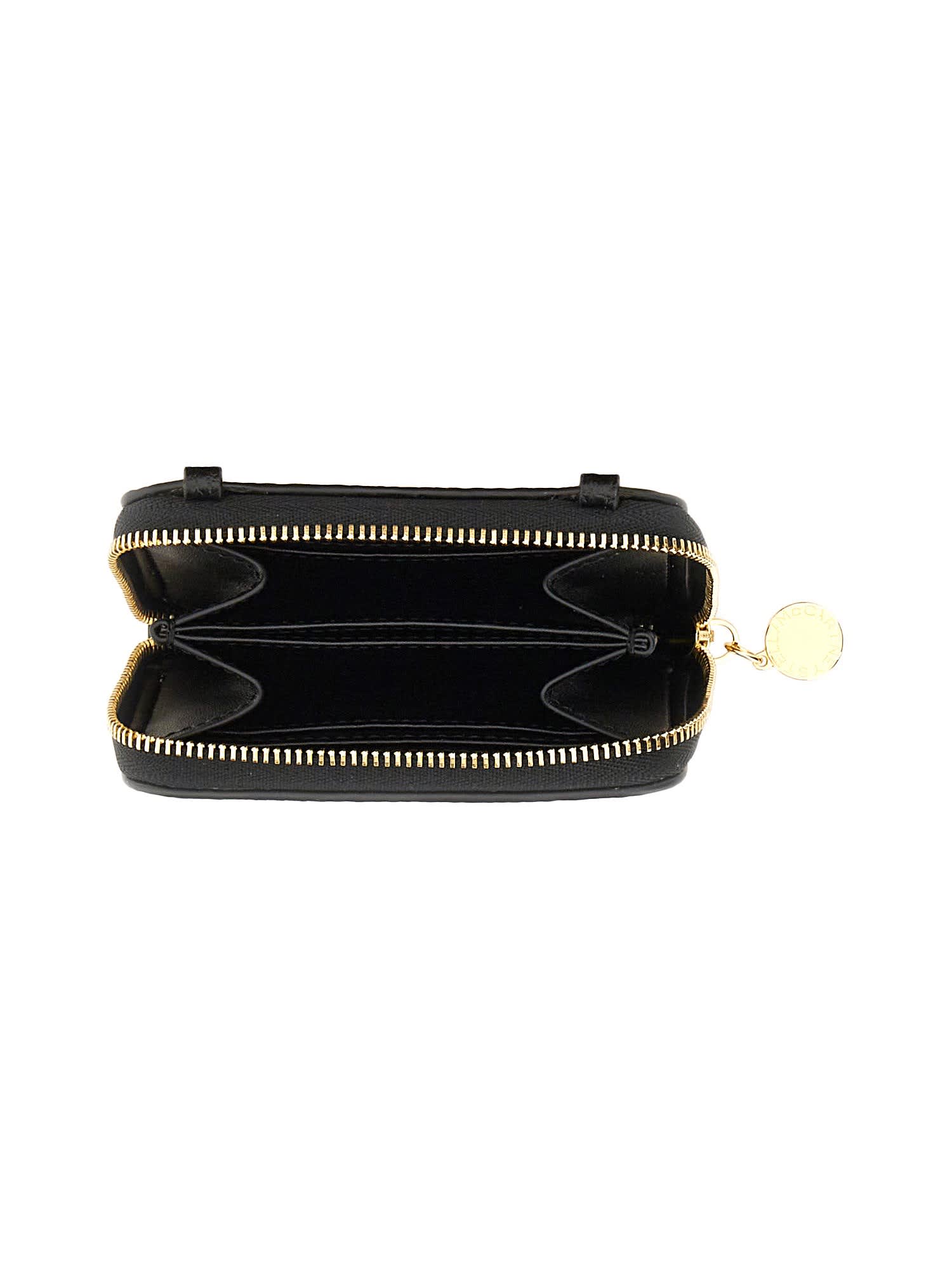 Stella Mccartney Wallet With Shoulder Strap In Black