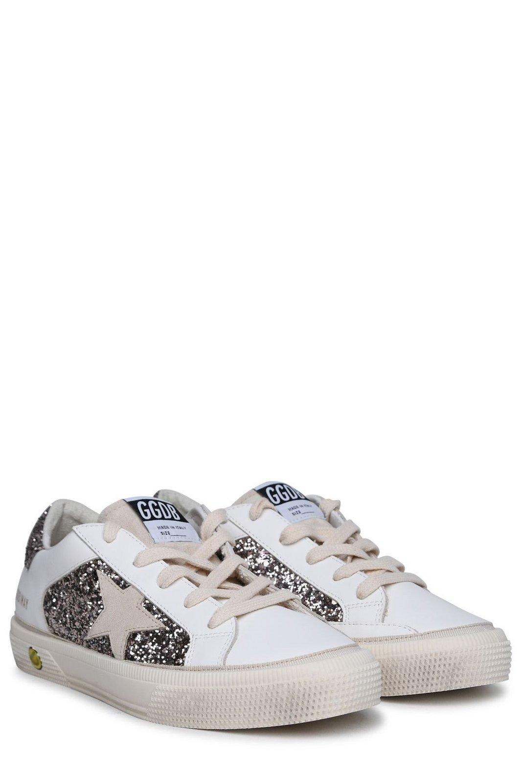 Shop Golden Goose N May Star Glittered Sneakers In Optic White
