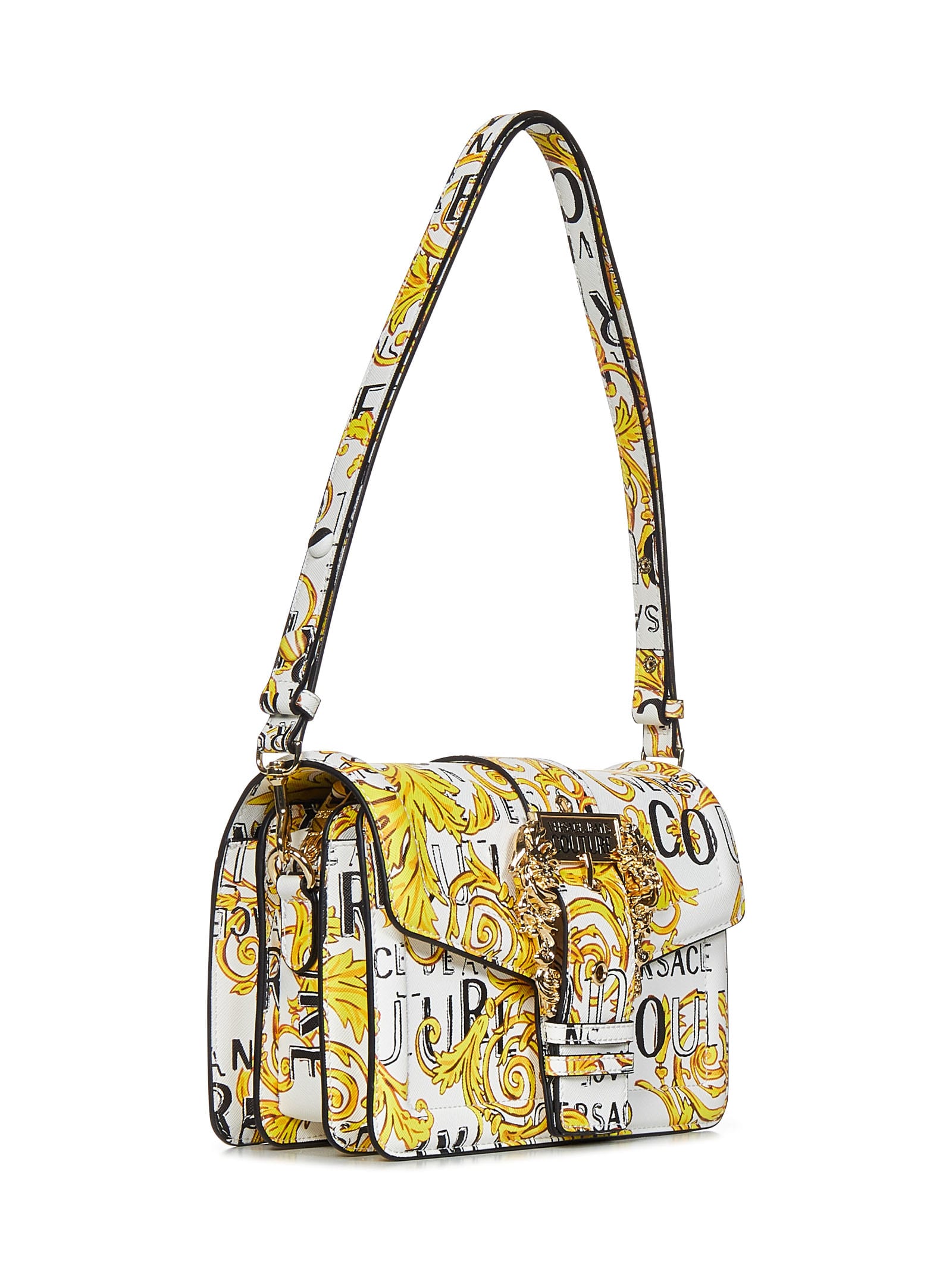 Versace Jeans Couture Logo Couture1 Shoulder Bag In Bianco/oro