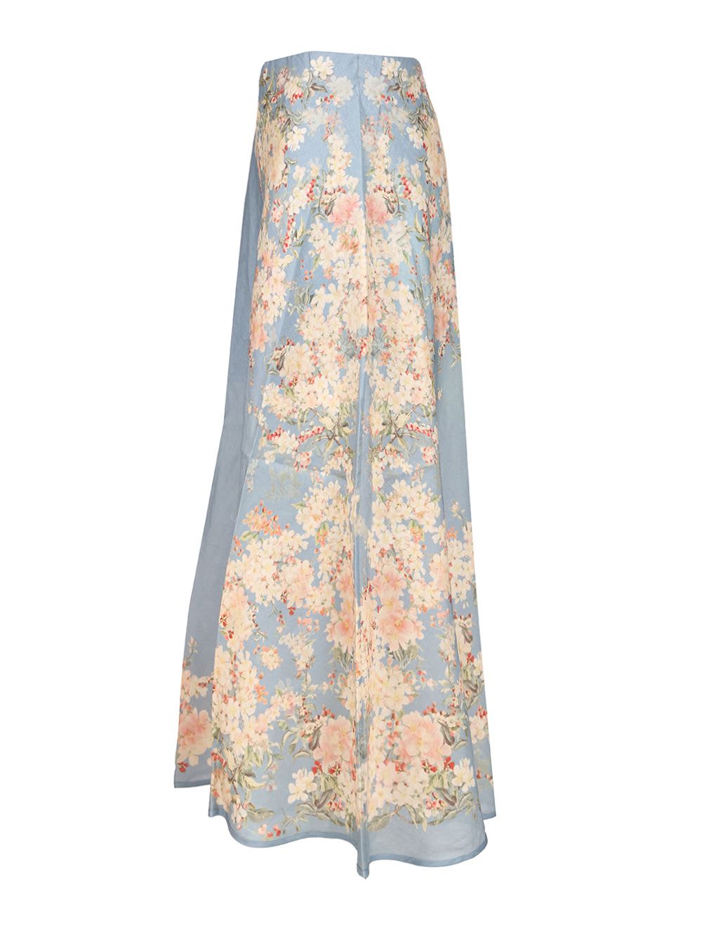 Zimmermann Womens Teal Blue Botanical Cascadian Bias Floral Linen Midi Skirt In Blue