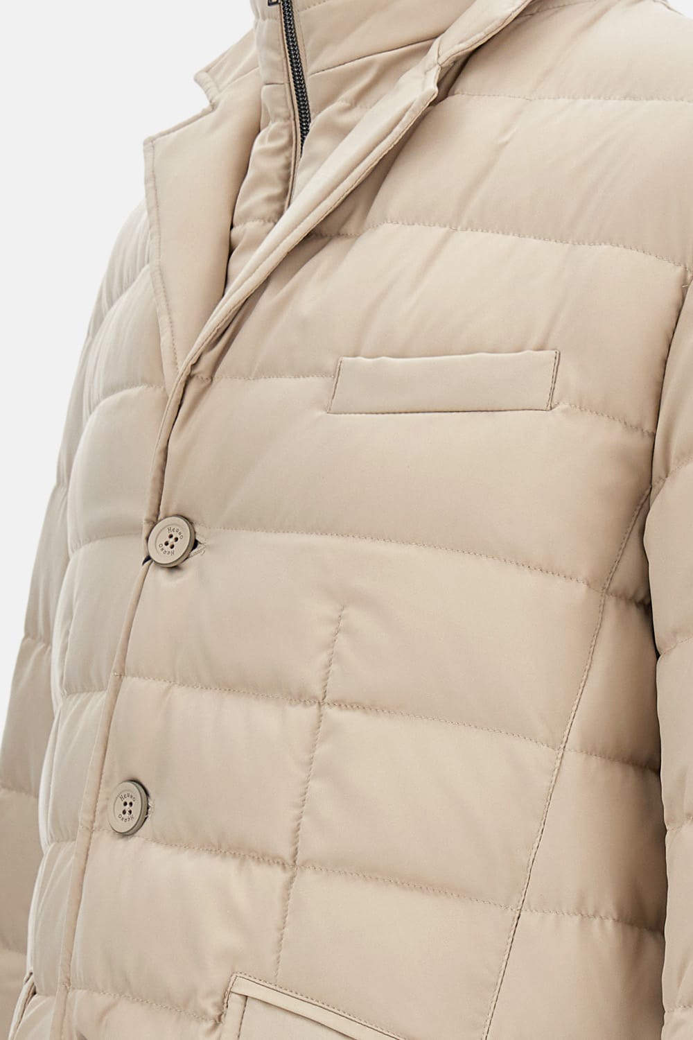 Herno Quilted Button-fastening Padded Jacket In Neutral