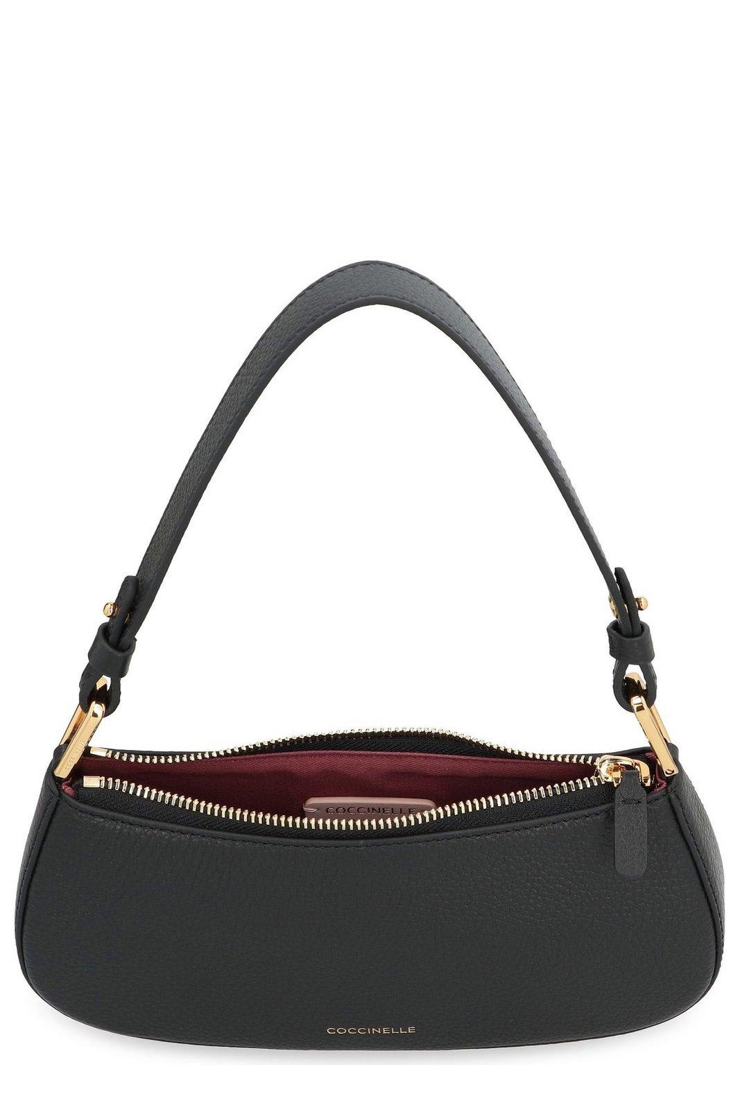 Shop Coccinelle Logo Stamp Zipped Shoulder Bag