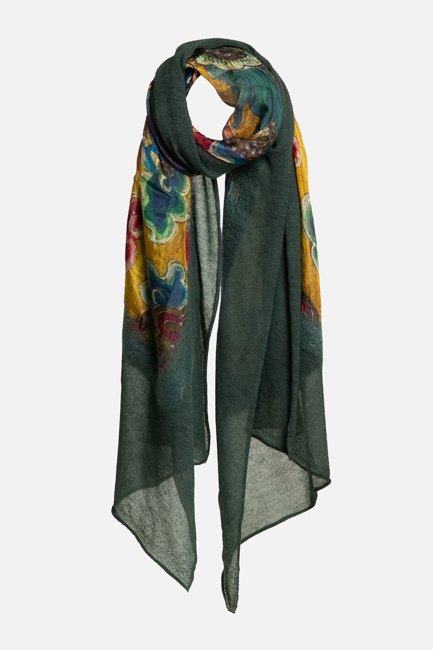 Mirror In The Sky Floral-print Scarf In Green