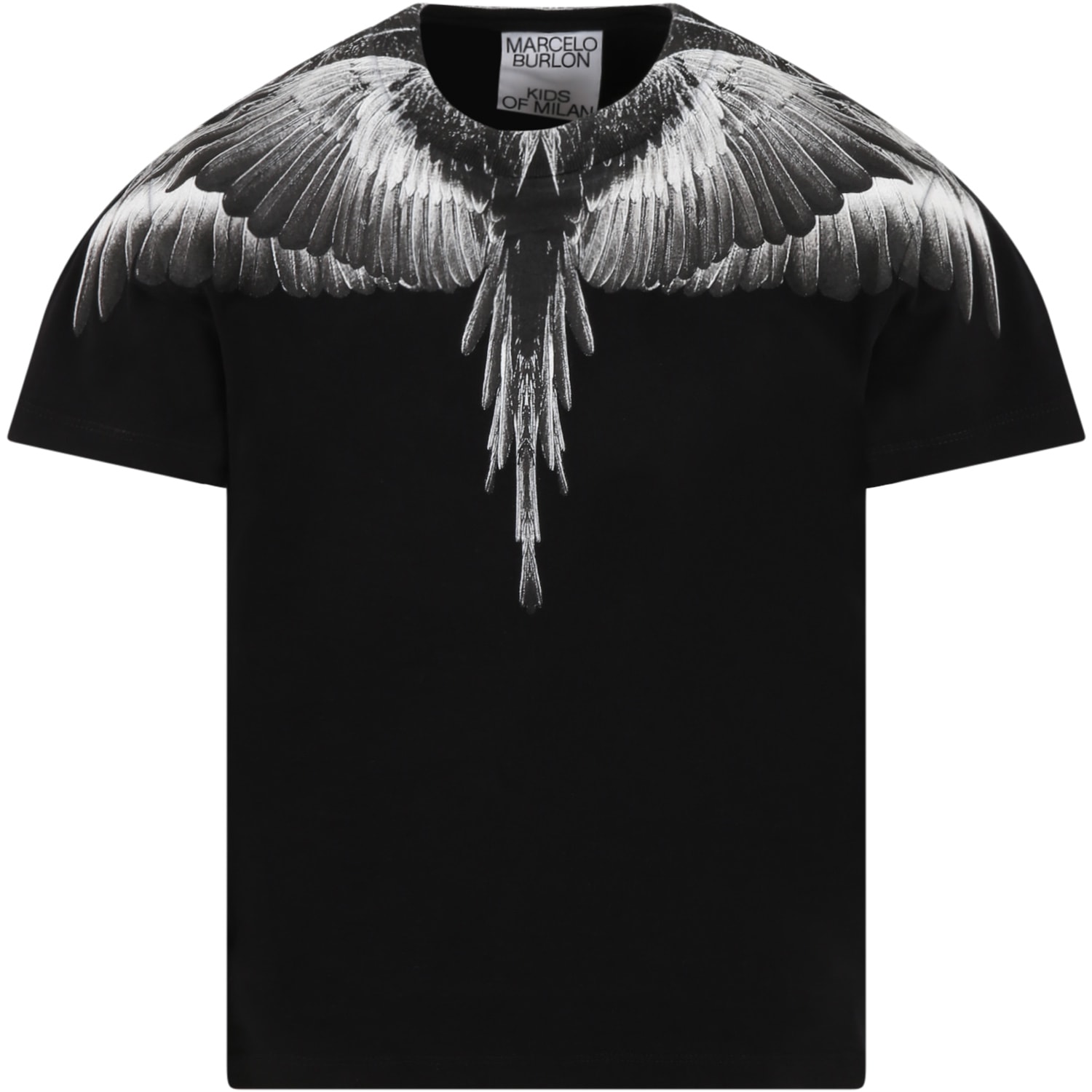 Marcelo Burlon Black T-shirt For Boy With Wings